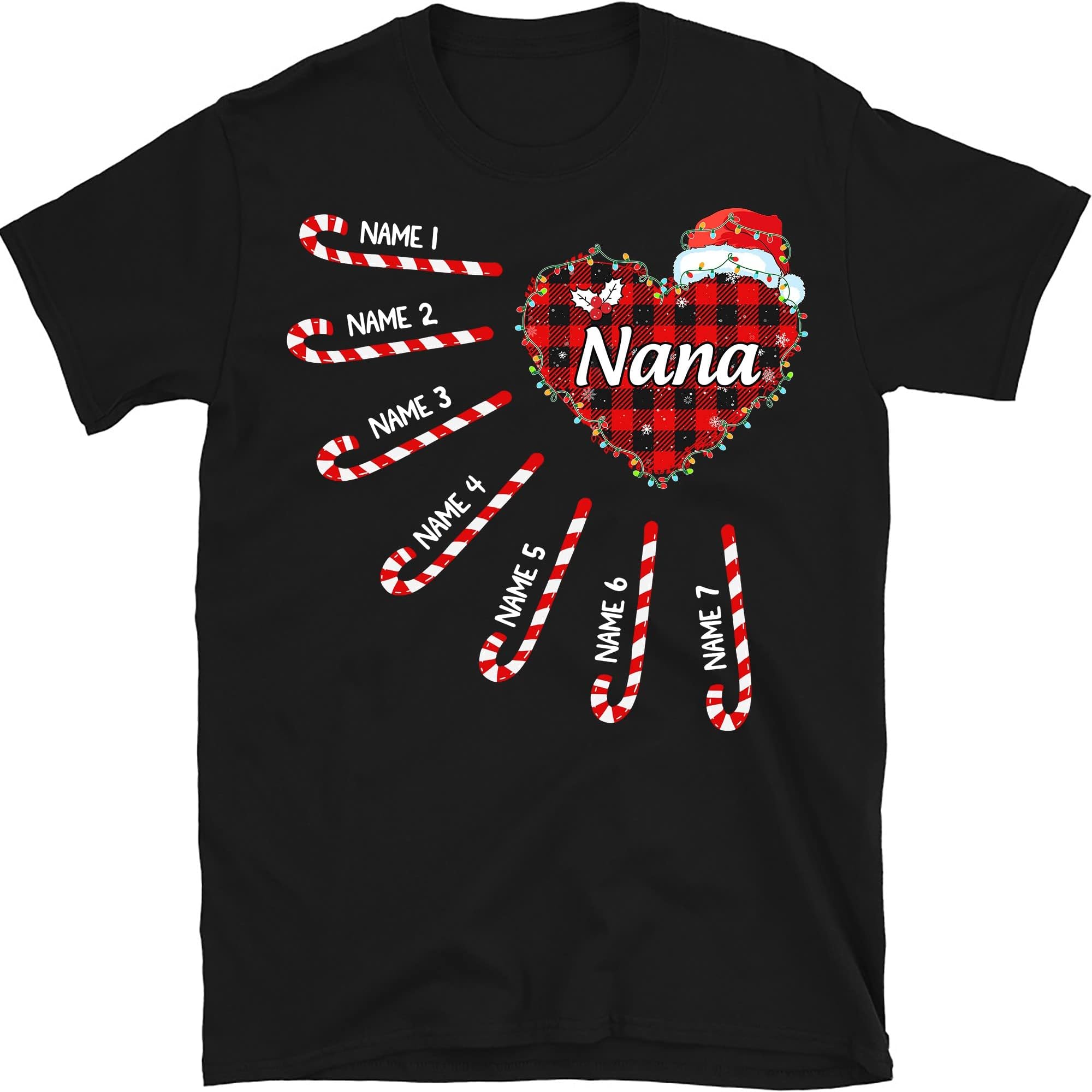 Personalized Nana Christmas Shirt, Custom Grandkids Grandma T Shirt, Grandma Christmas Tree Multicolored