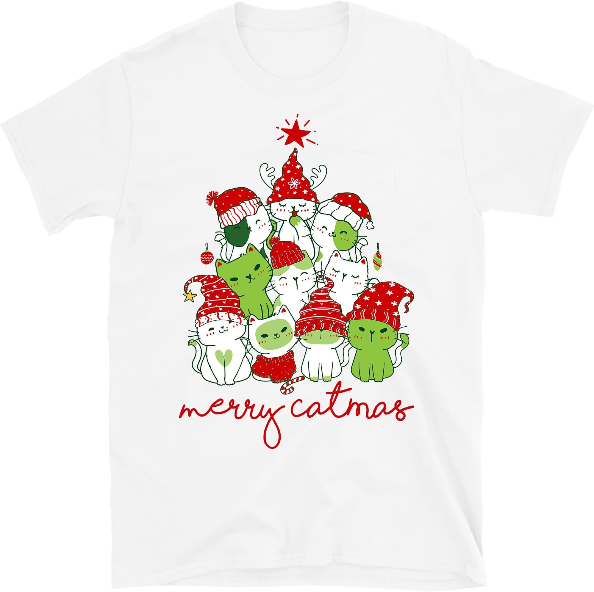 Christmas Cat Tree T Shirt, Merry Catmas, Funny Cat Lover Merry Christmas Shirts, Meowy Catmas – White/XX-Large