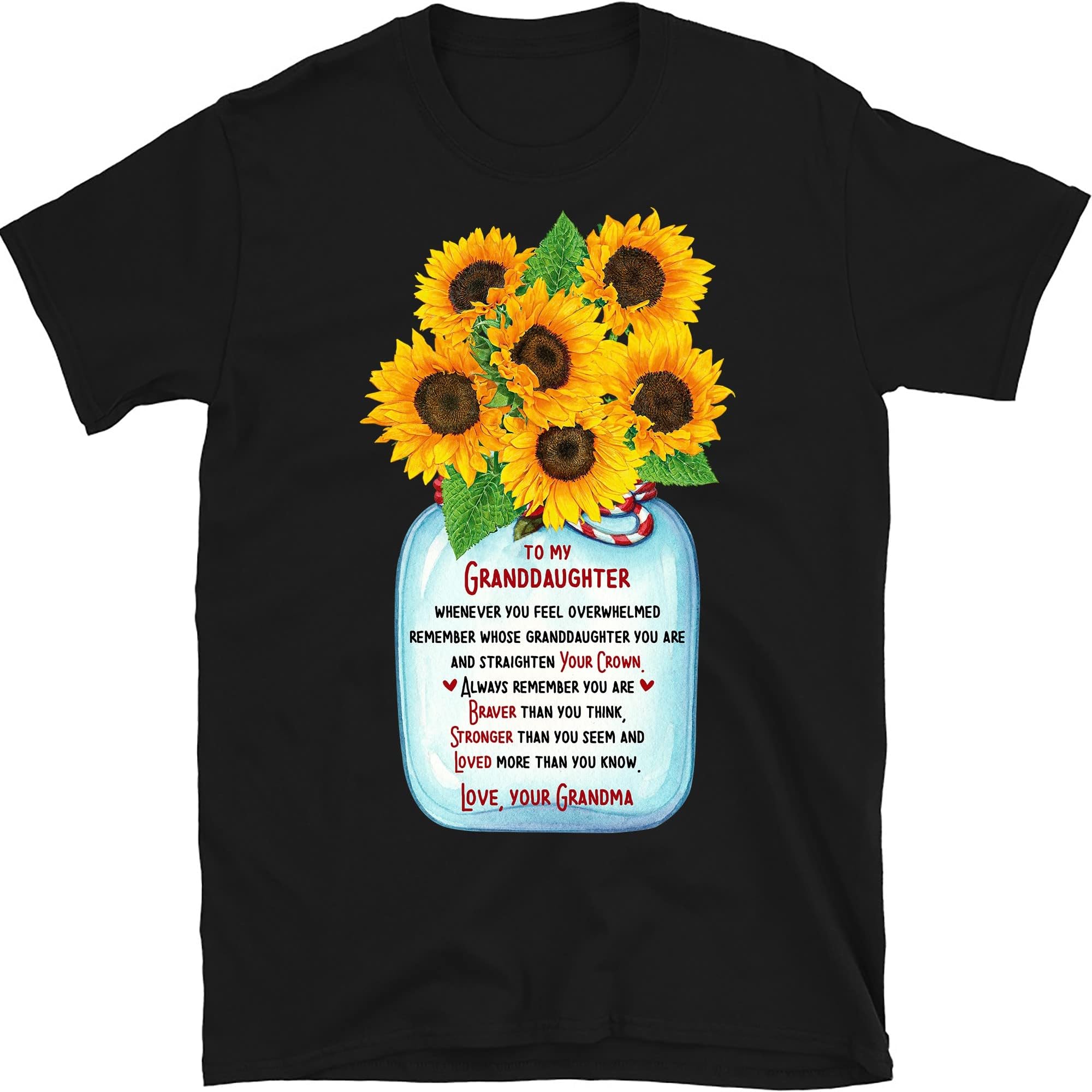 Personalized Grandchildren Grandma Shirt, Sunflowers Nana Shirt, Grandma Granddaughter Shirt, Gifts for Nana Gigi Shirts – Black/XX-Large