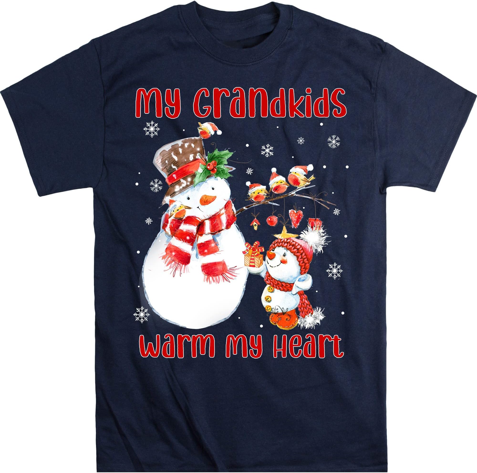 Christmas Snowman Grandma Shirt, Christmas Nana Gift, My Grandkids Warm My Heart – Navy/4X-Large