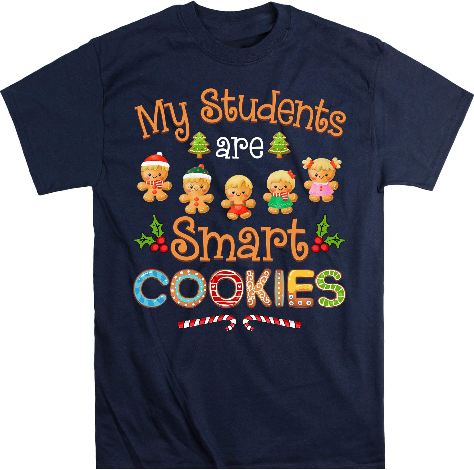 Teacher Christmas Matching My Students Kids are Smart T-Shirt, Funny Teacher Christmas Shirts – Navy/Small