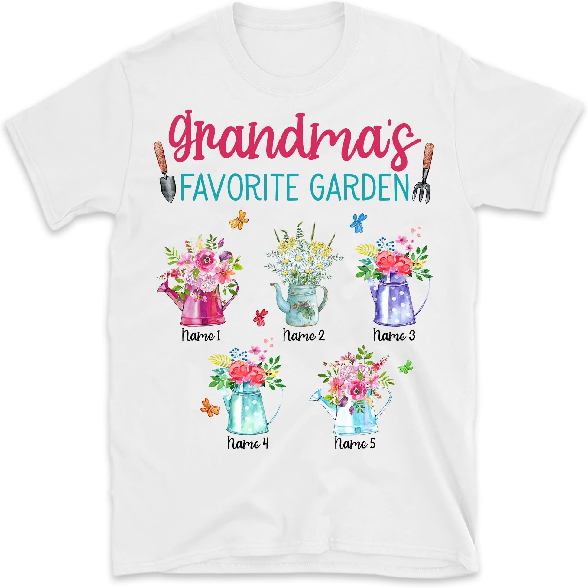 Grandma's Favorite Garden Shirt, Custom Grandma Shirt, Grandmas Flowers, Grandmas Shirt with Grandkids Name, Personalized Grandma Shirt