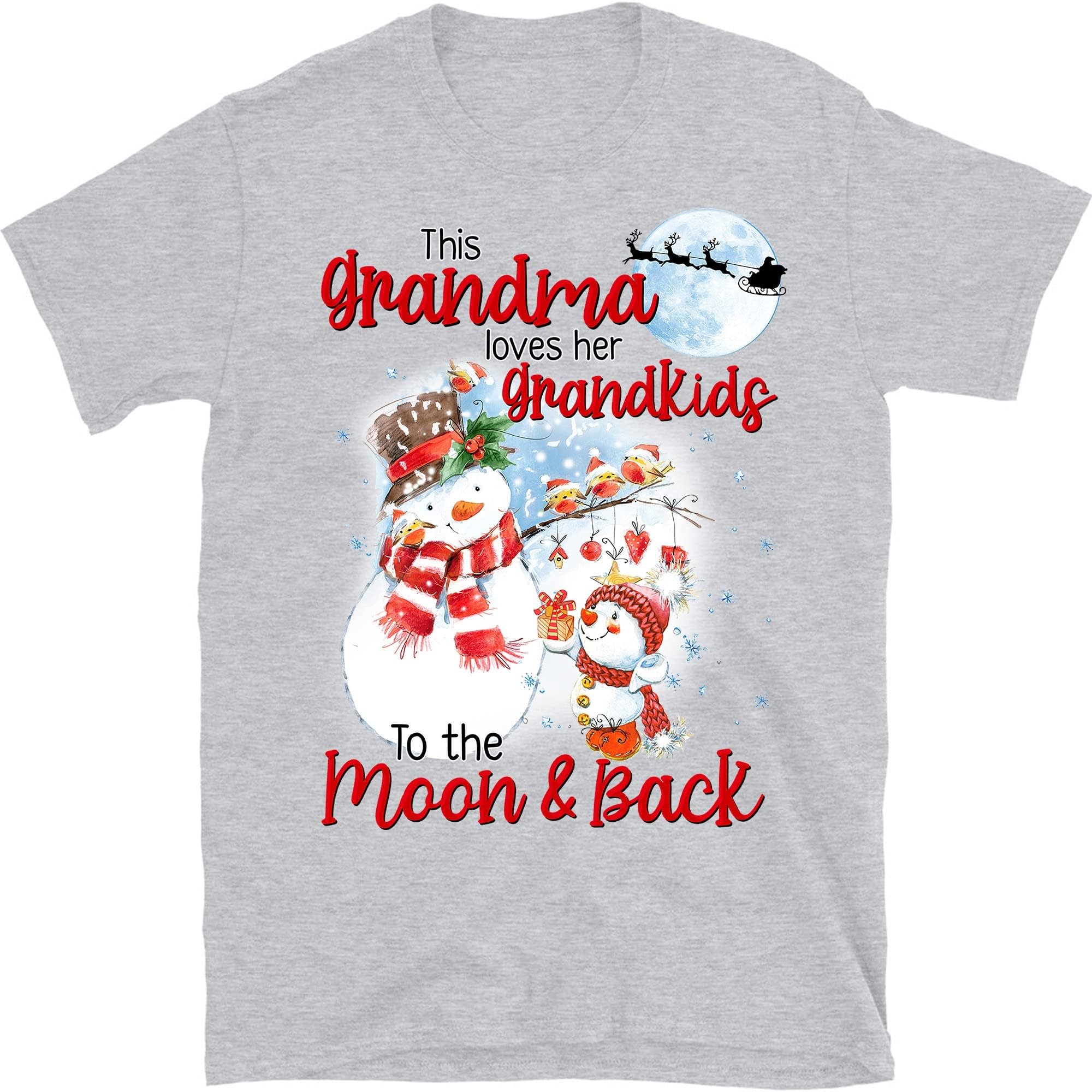 Christmas Snowman Grandma Shirt This Grandma Loves Her Grandkids to The Moon and Back – Sport Grey/XX-Large