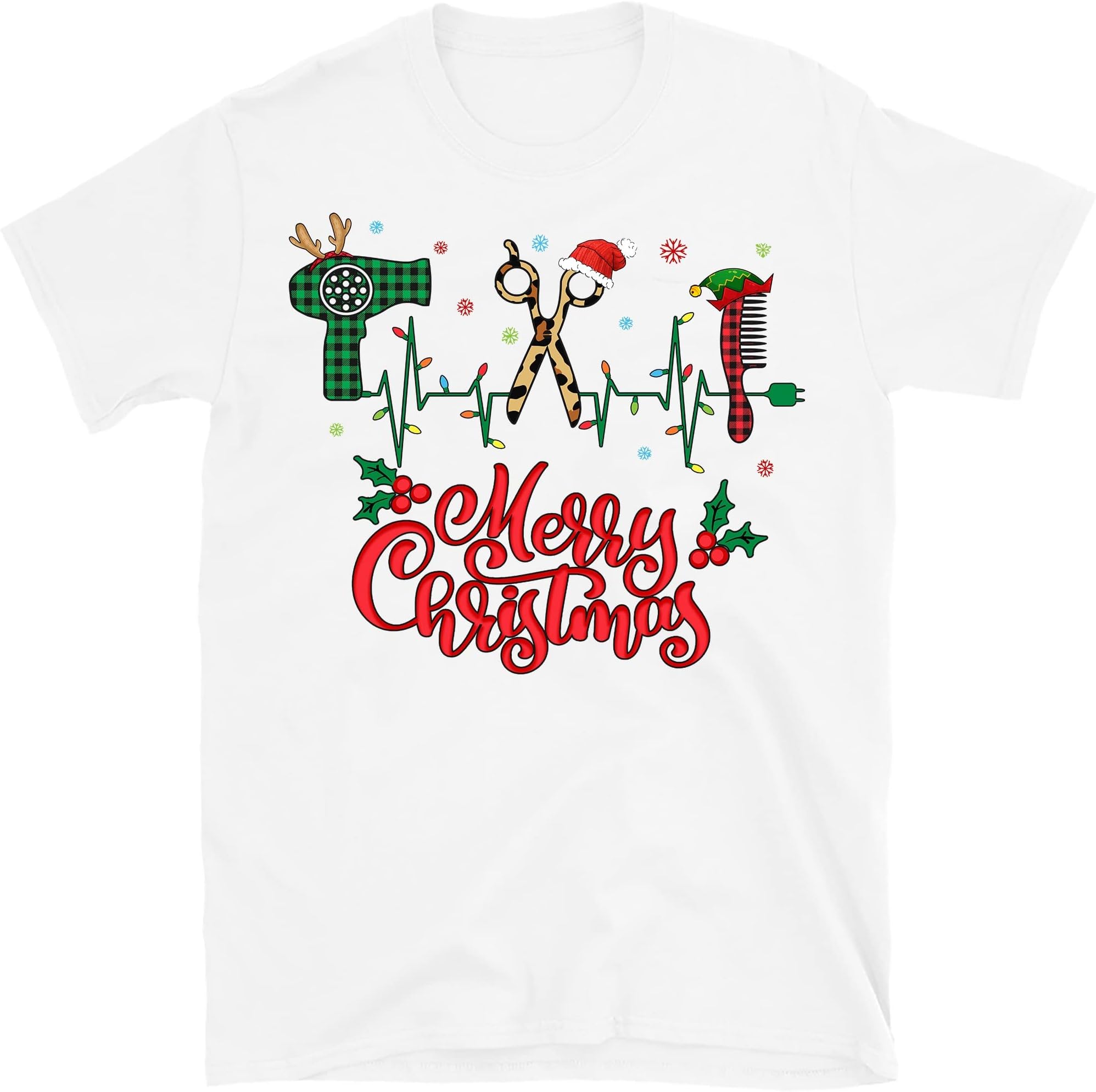 Merry Christmas Hairstylist Funny Tool Hairdresser Barber T-Shirt – White/XX-Large