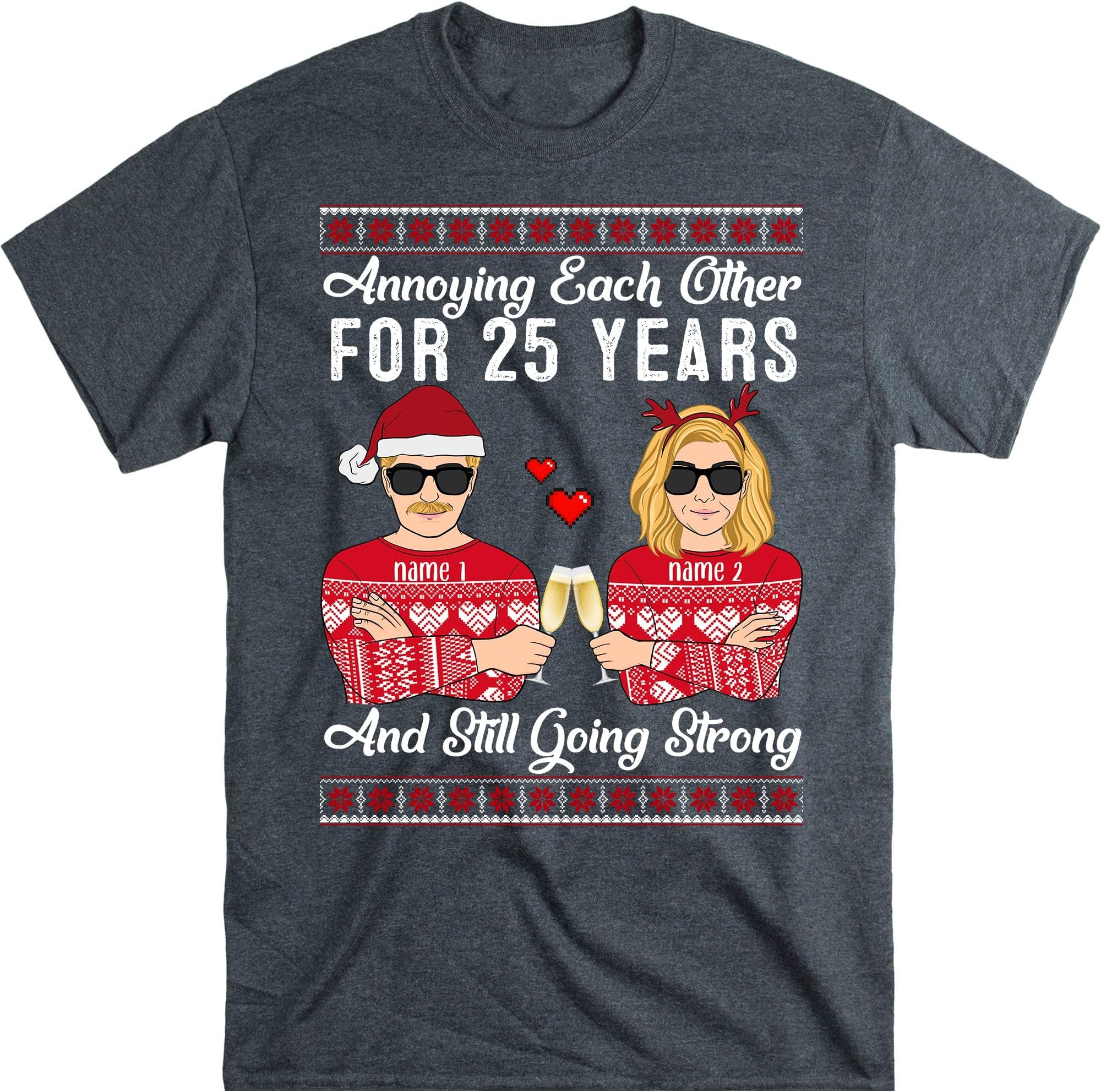 Personalized Christmas Couple Gift Annoying Each Other for Years and Still Going Strong, Husband and Wife Customized – Dark Heather/X-Large