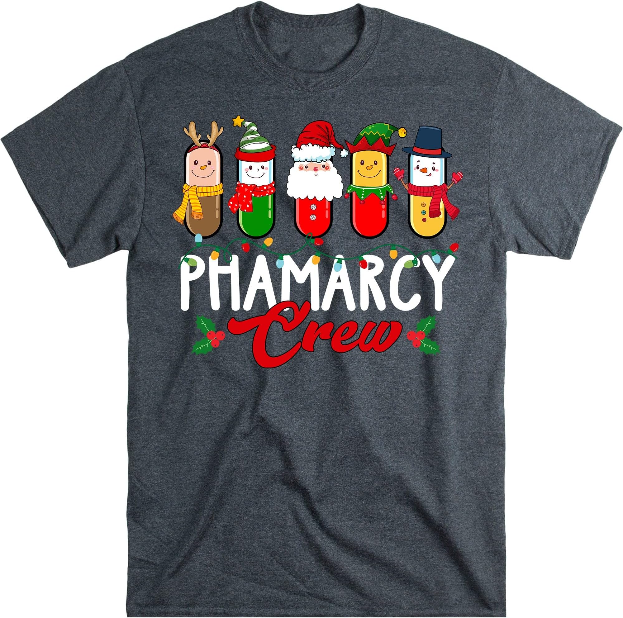 Pharmacy Crew Shirt, Pharmacist Shirt, Pharmacy Technician, Christmas Shirt, Pharmacist, Xmas Shirt for Pharmacists – Dark Heather/3X-Large