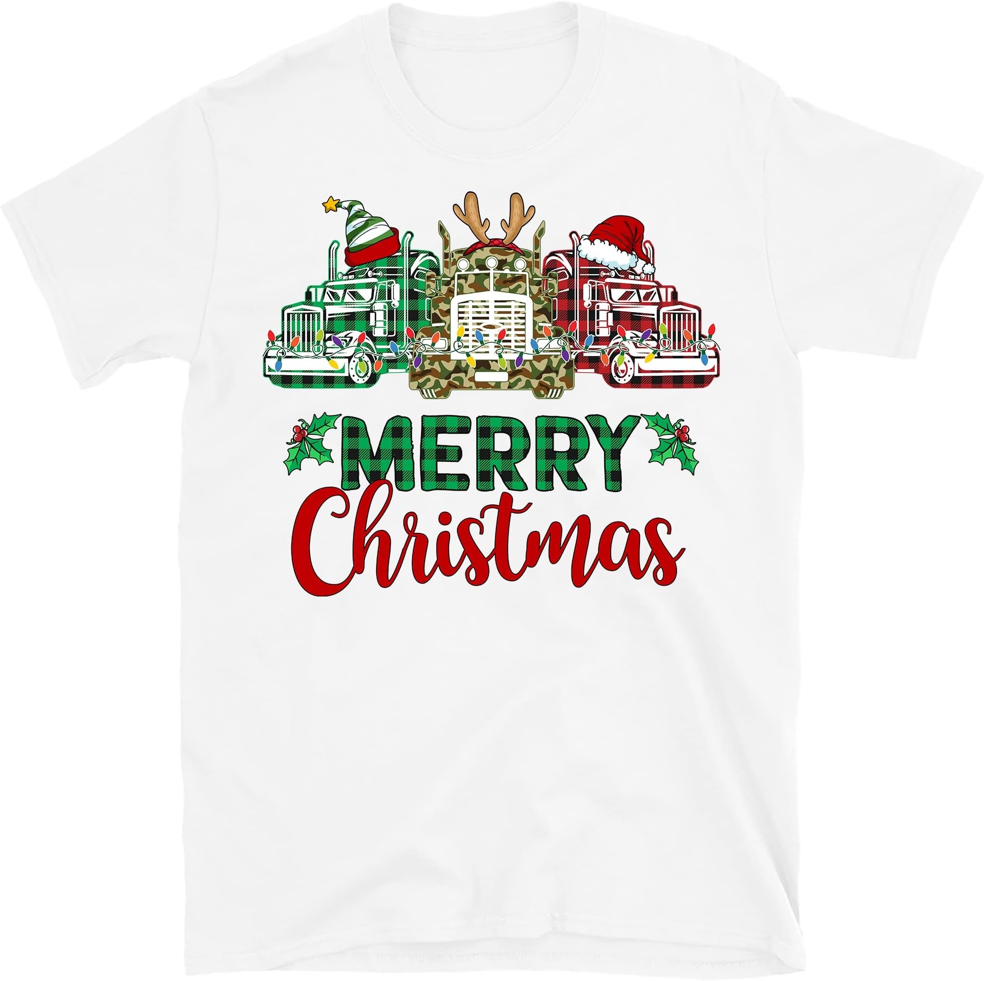 Merry Christmas Trucker Funny Truck Driver T-Shirt, Driving Lovers Shirt – White/Medium