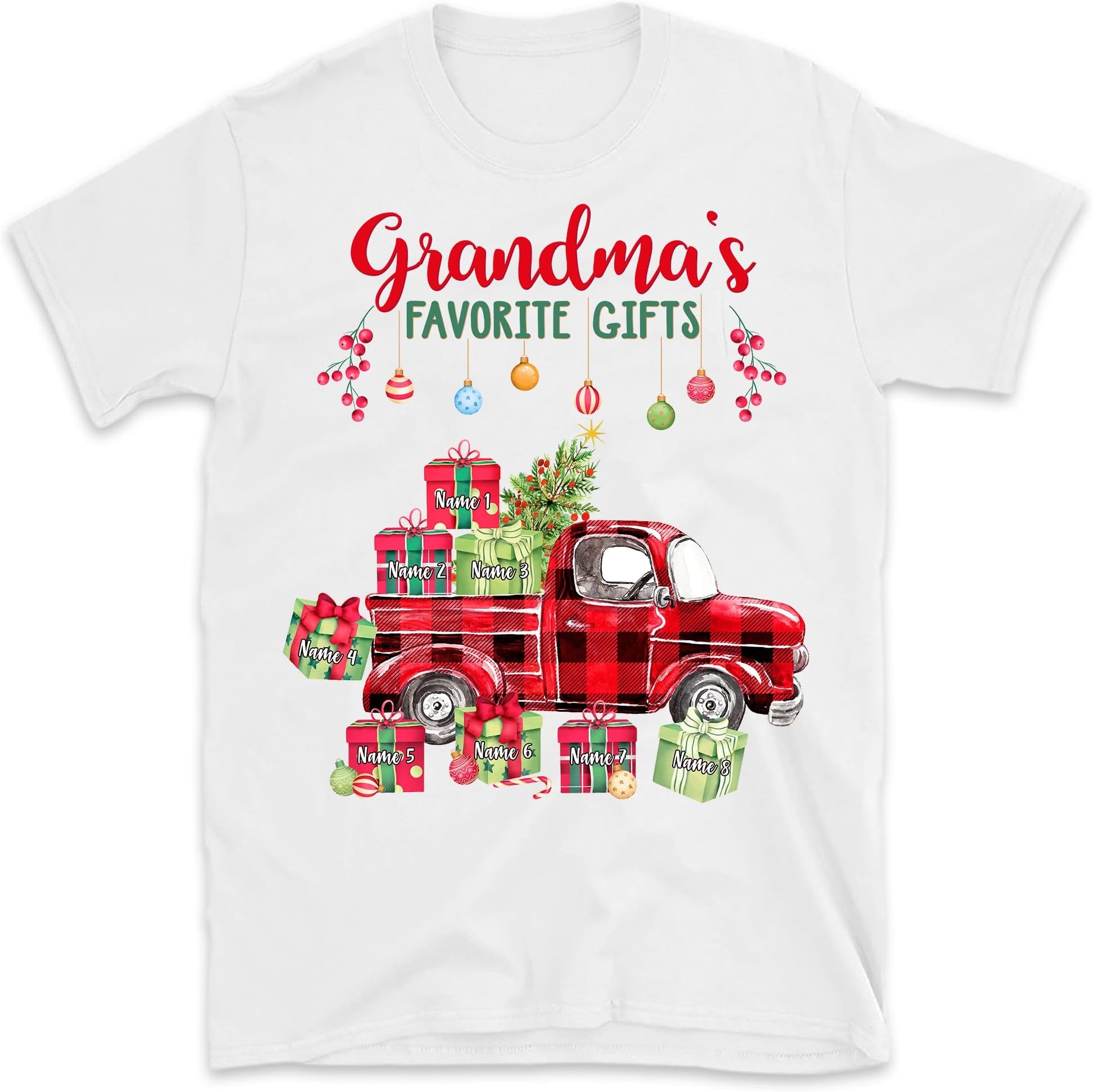 Personalized Grandma's Favorite Gifts Shirt, Custom Grandkids Names Grandma T Shirts, for Grandpa, Mom, Dad Multicolored