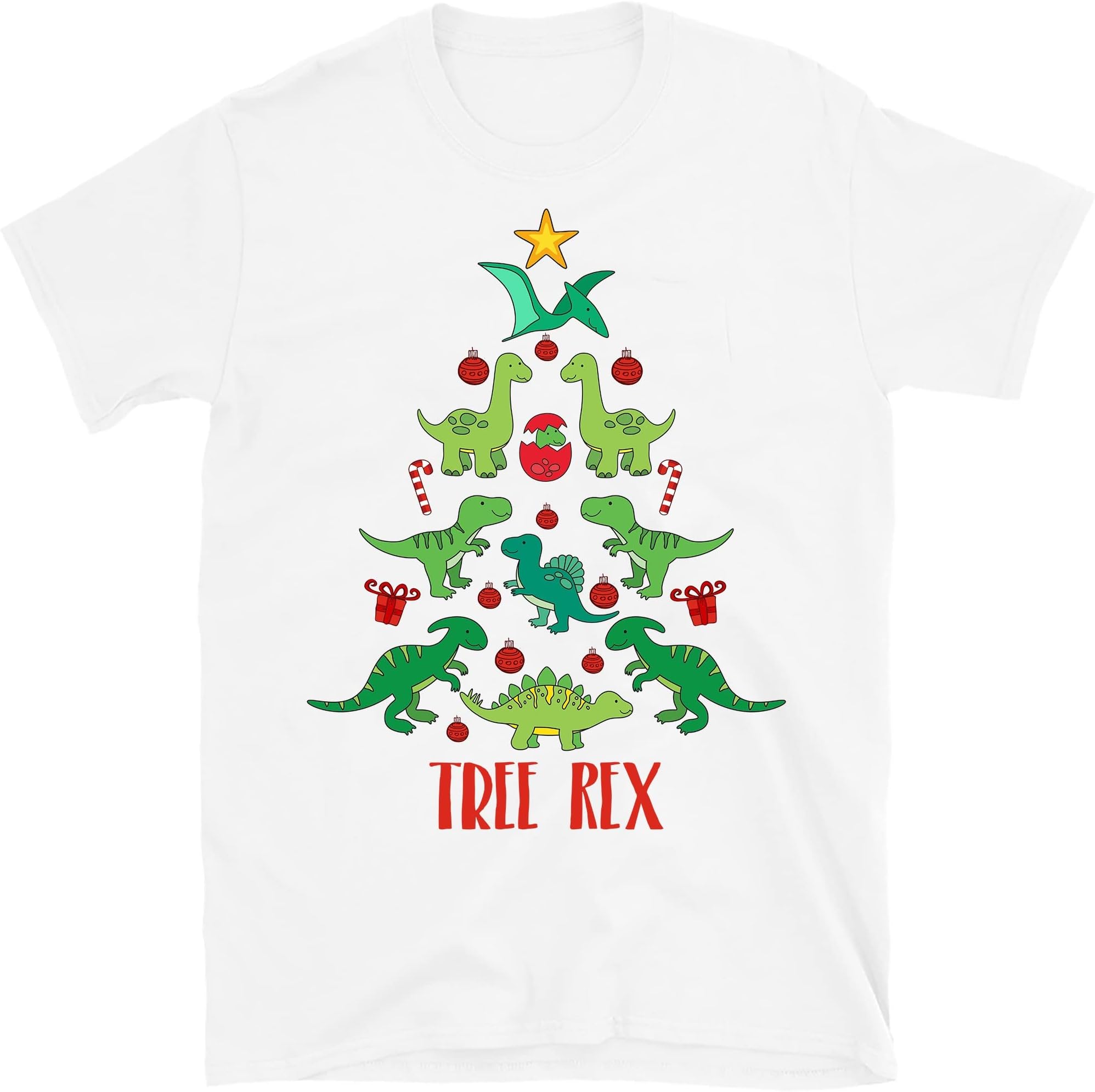 Tree Rex Christmas Tee, Christmas Tree Shirt, Christmas Shirt Adults, Dinosaur Christmas Shirt – White/XX-Large