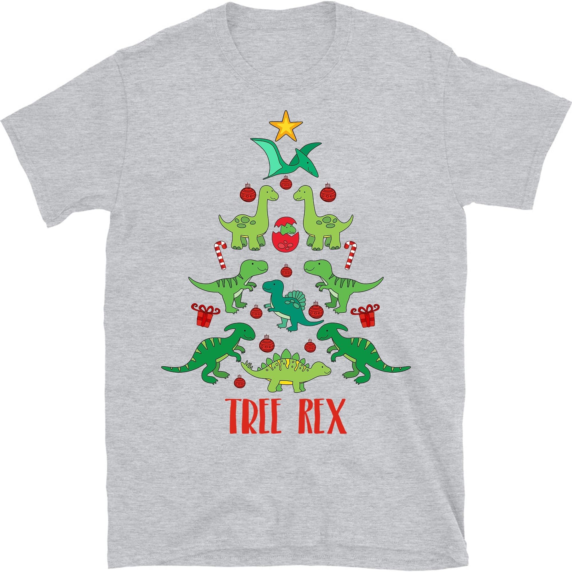 Tree Rex Christmas Tee, Christmas Tree Shirt, Christmas Shirt Adults, Dinosaur Christmas Shirt – Sport Grey/XX-Large