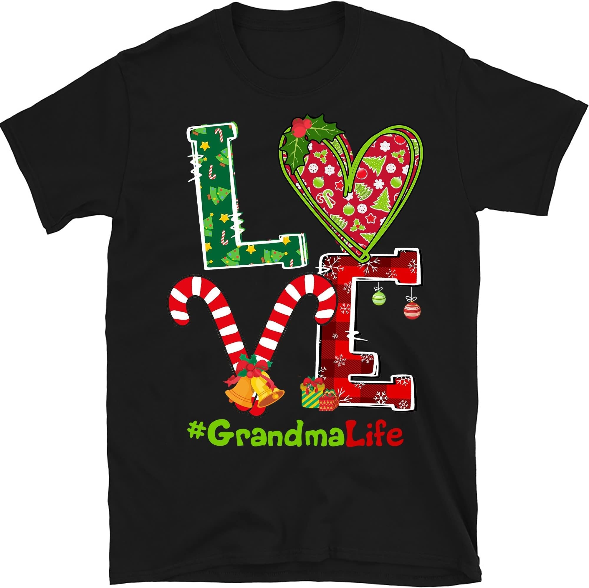 Personalized Grandma Life Christmas Shirt, Custom Nana Christmas Shirt, for Grandpa, Mother, Dad, Mother's Day, Father's Day, Merry Christmas, Grandma Shirt with Grandkids Names Multicolored