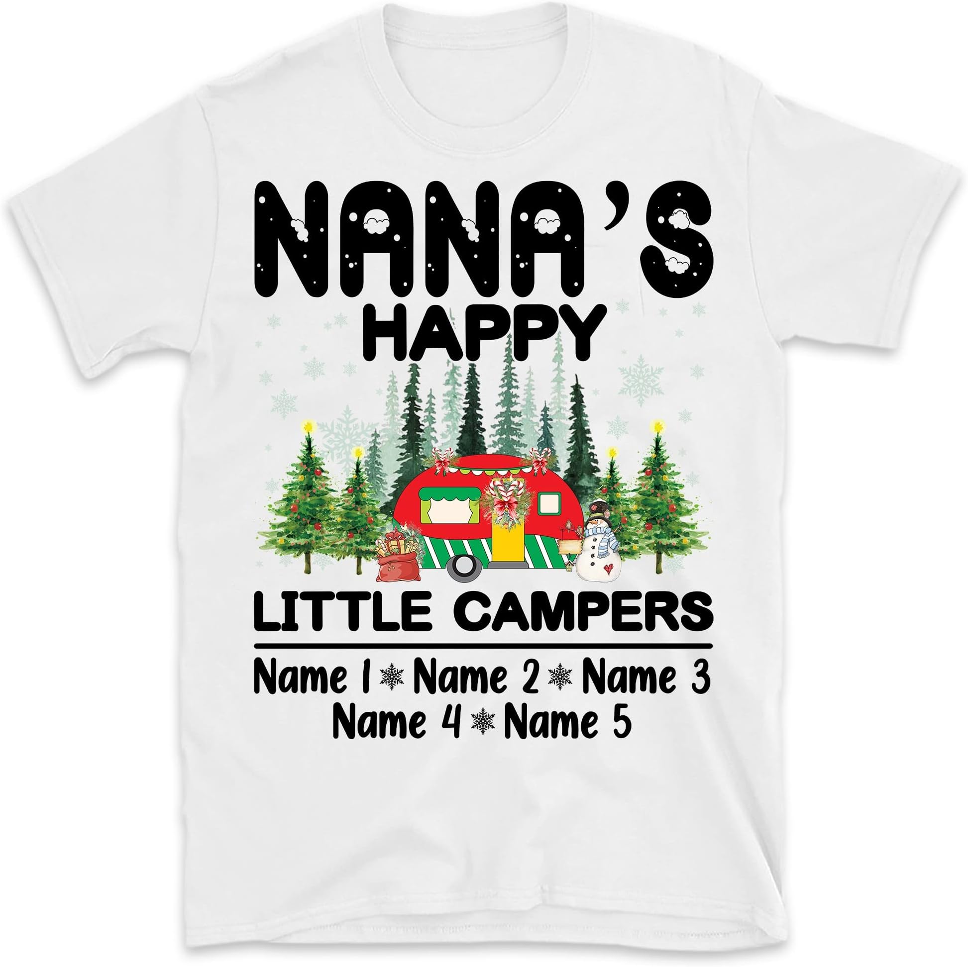Nana Custom Camping Shirt, Cute Personalized Camping Gift, Nana's Happy Little Campers, Custom Grandchildrens Names Shirt
