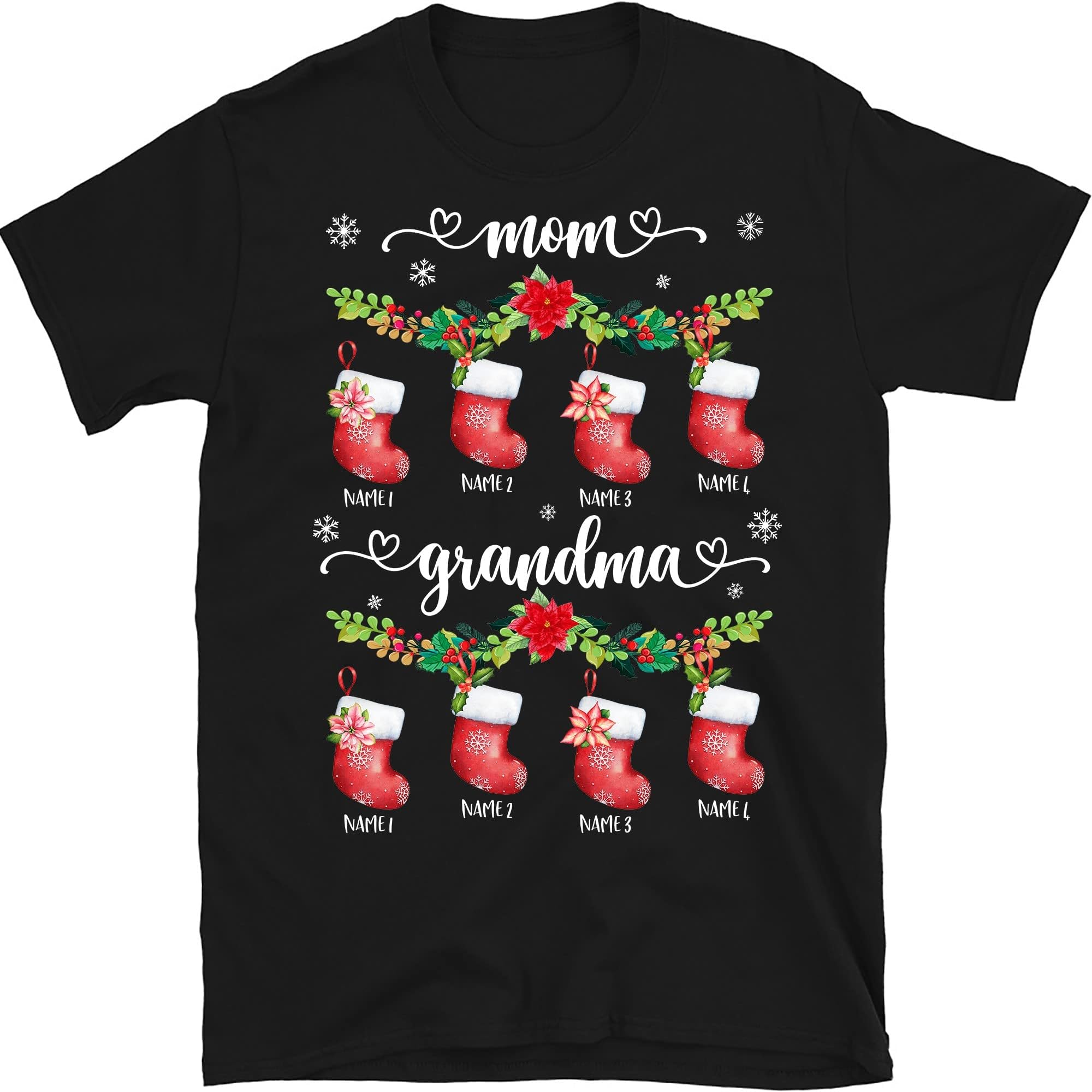 Custom Christmas Mom Grandma Women Shirts, Personalized Nana Mimi, Grandma Shirt with Grandkid Name, Christmas Mother Shirt Multicolored