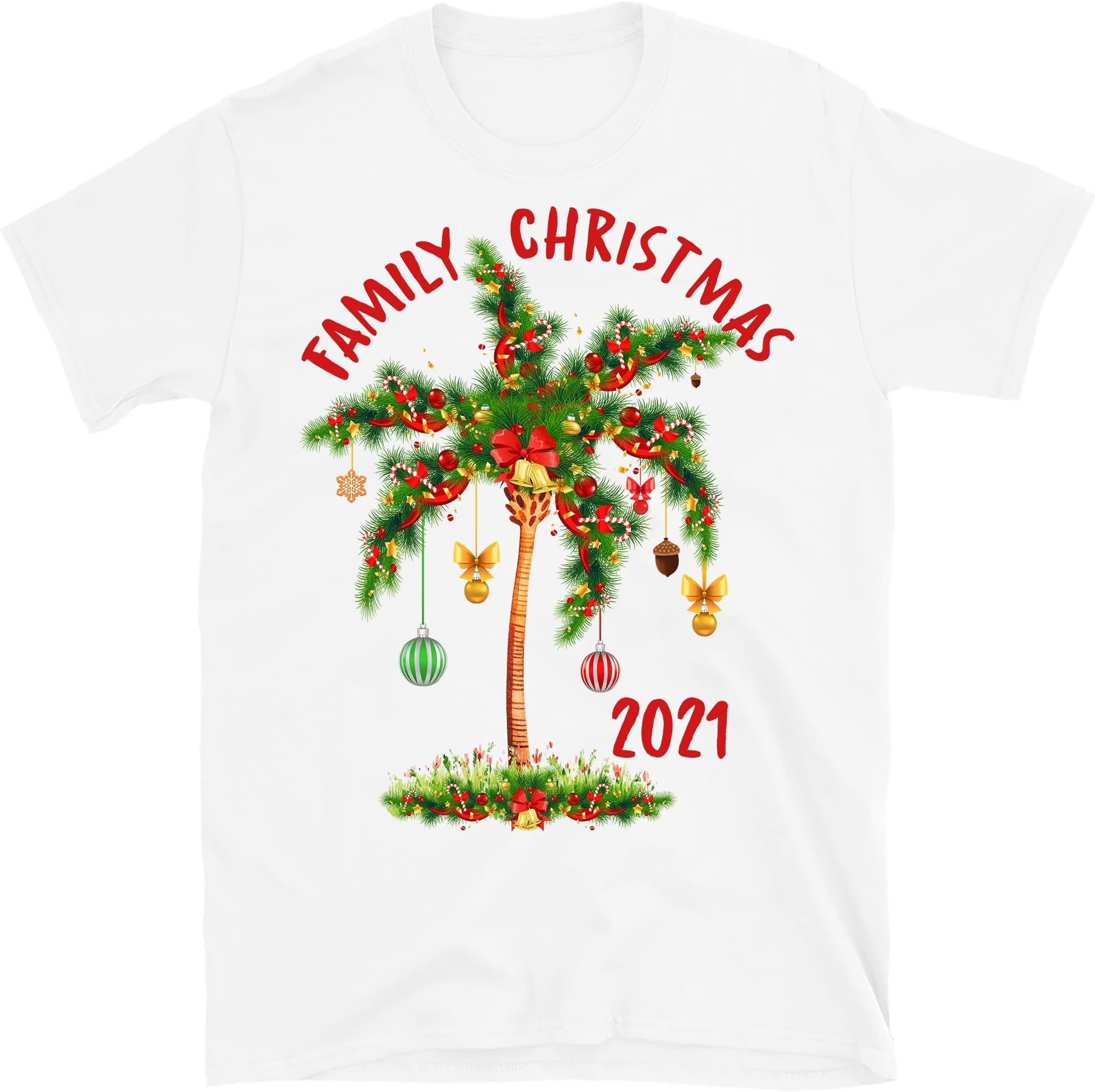 Merry Christmas 2021, Christmas Tree Shirt, Christmas Palm Tree, Family Christmas Tees, Xmas Matching Shirt – White/3X-Large