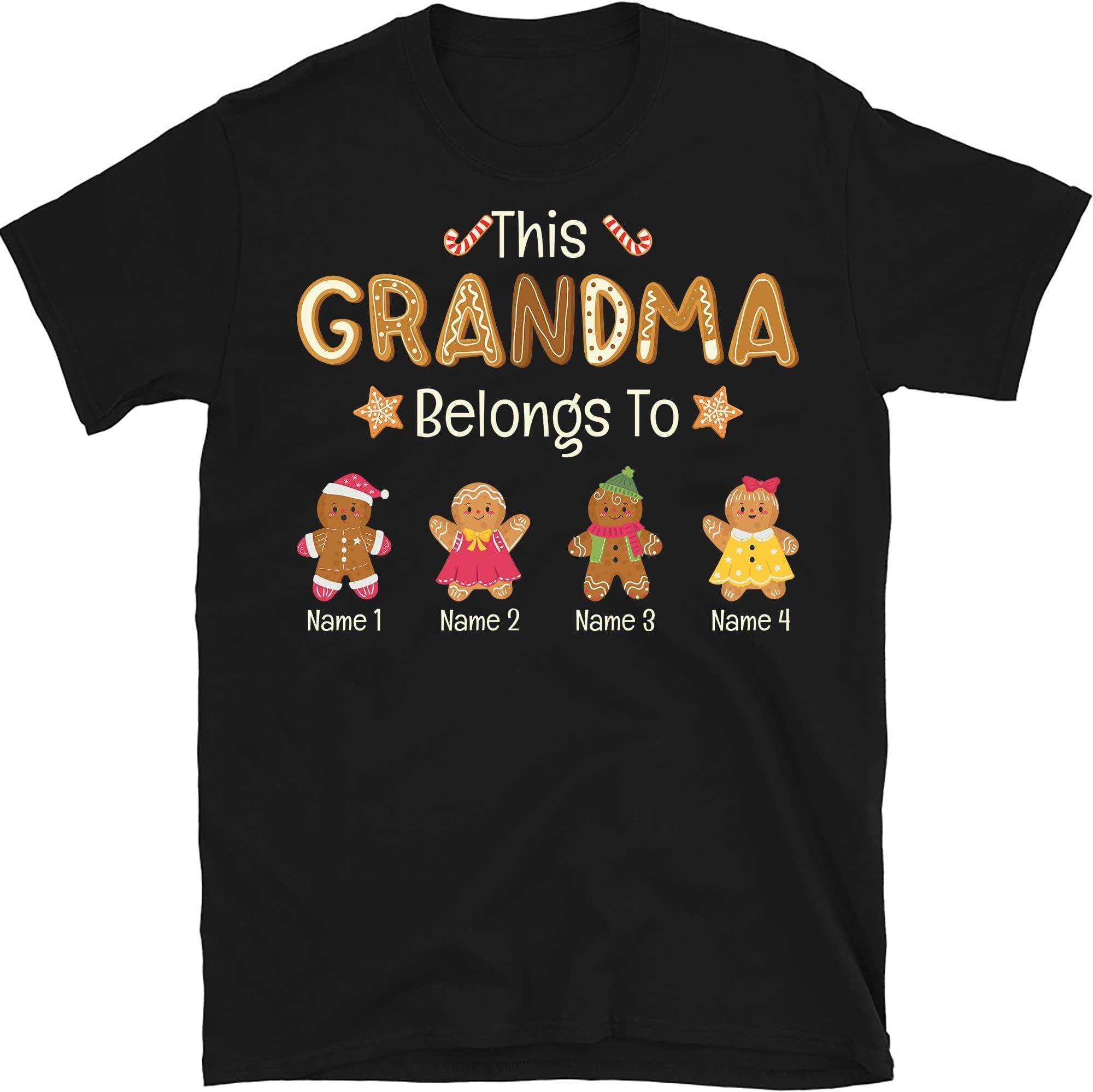 Grandma with Grandkids Name Christmas Personalized T Shirt, Grandma's Little Cookies Christmas Cookies Kids' Name Shirt, Custom Grandma Shirt