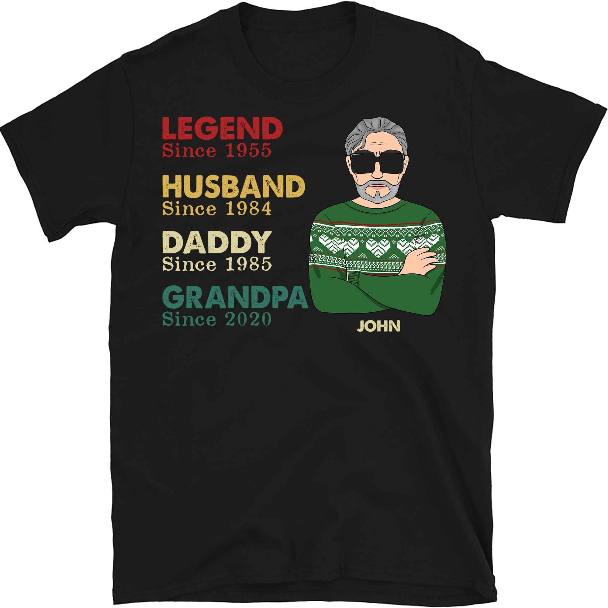 Personalized Christmas Legend Husband Daddy Grandpa Since Shirt, Dad Shirt, Grandpa Gifts Ideas, Vintage Husband Birthday Gift Multicolored