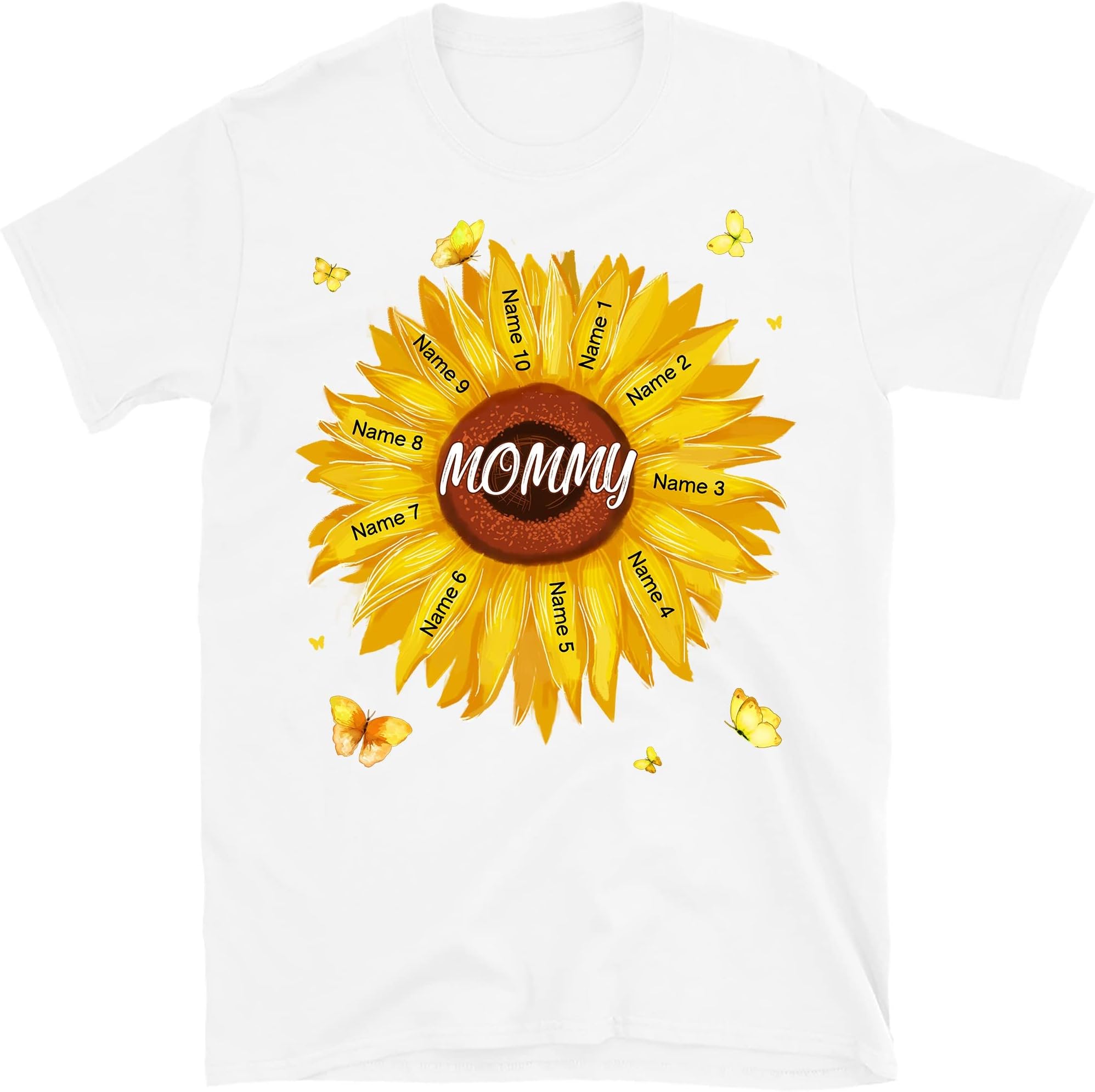 Personalized Mom Grandma Sunflower Christmas Shirt, Custom Grandkids Names Grandma T Shirt, Mom and Children Shirt