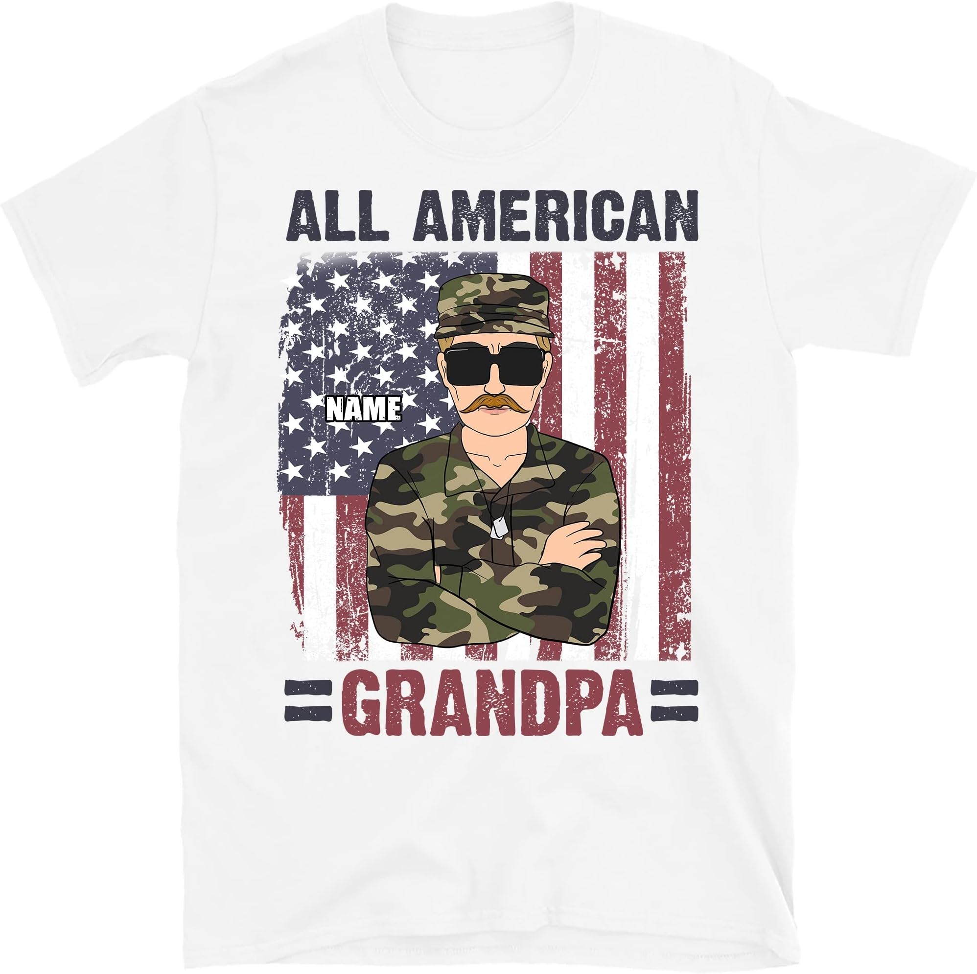 All America Grandpa Veteran Shirt, Personalized Veteran Dad Papa Gift, Father's Day Shirt, Military Shirt