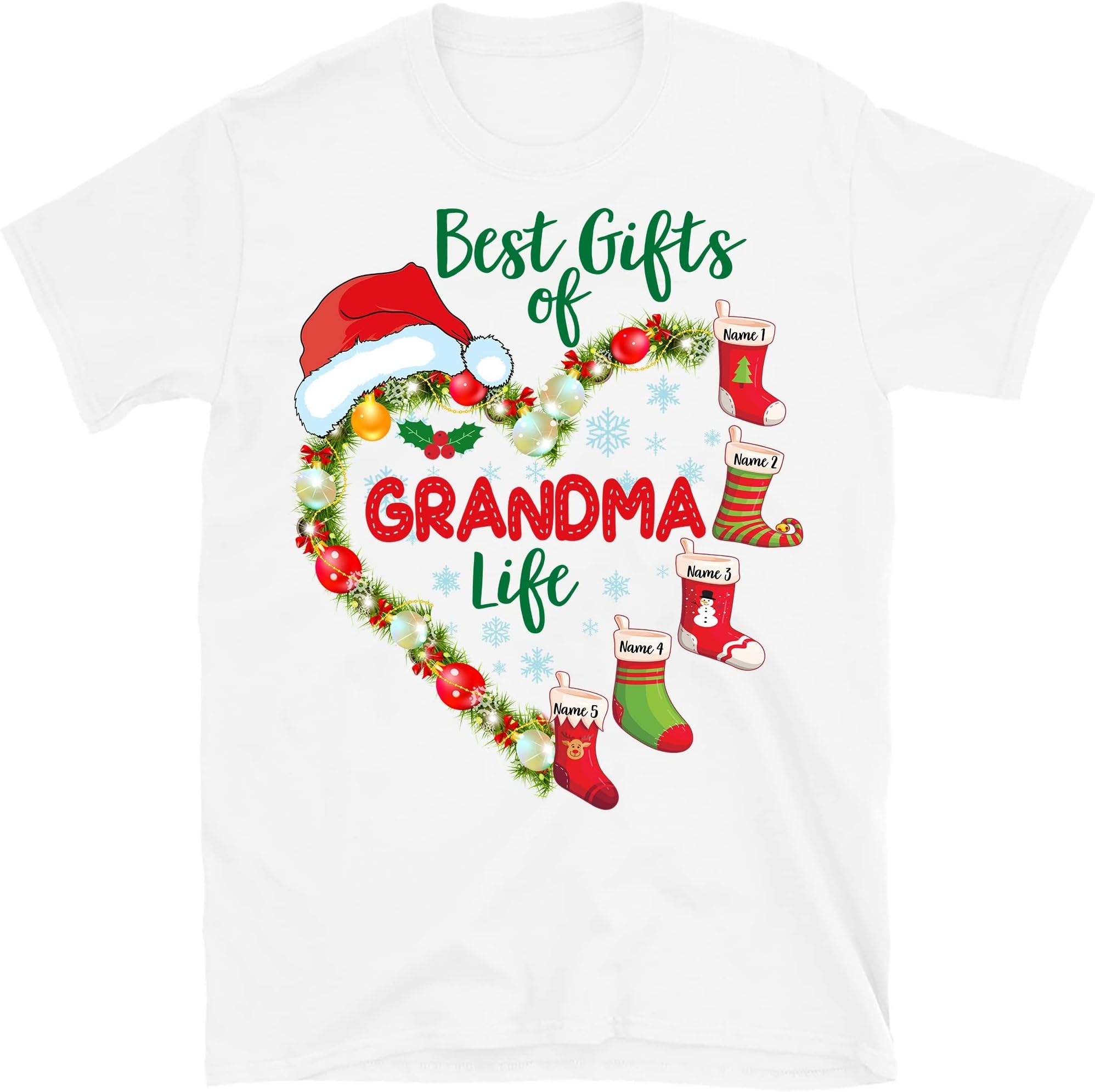 Personalized Nana Christmas Shirt, Nana's Christmas Candy Canes, Custom Grandkids Grandma T-Shirt, Best Gift of Grandma Life Multicolored