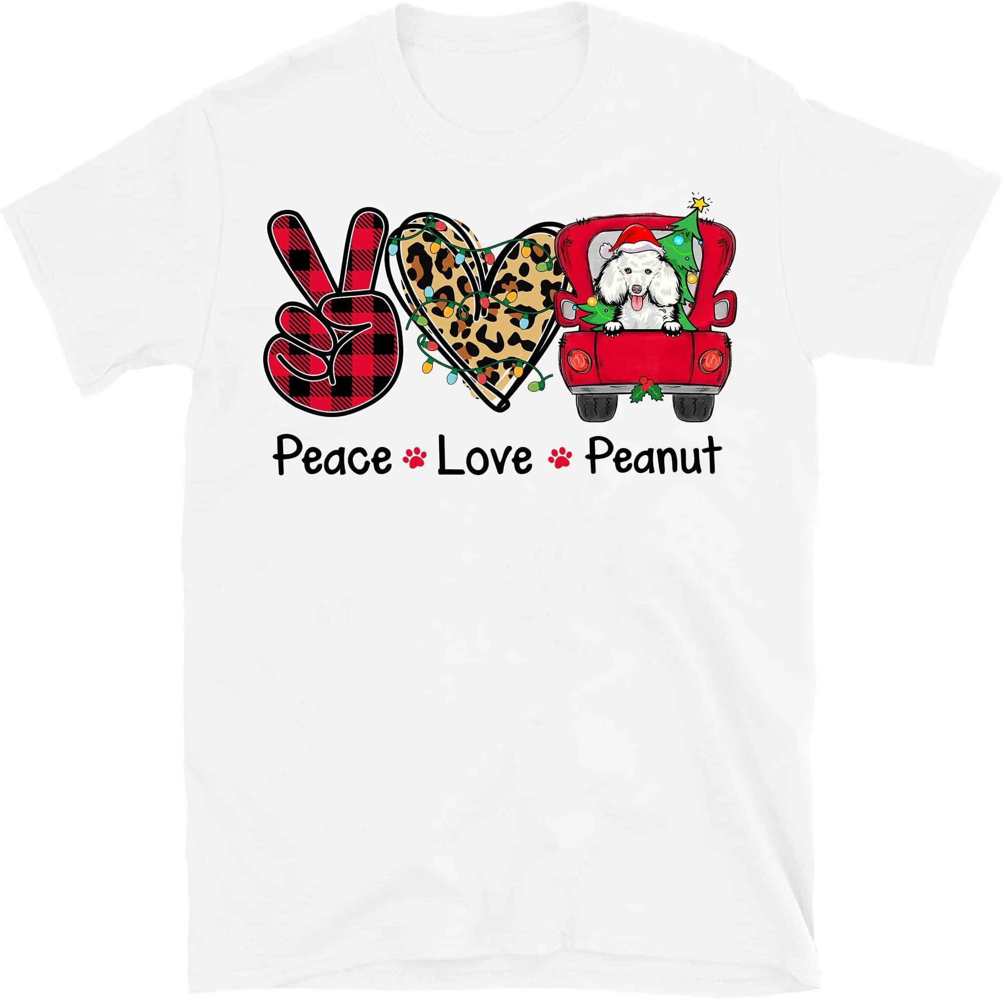 Personalized Christmas Dog Mom T Shirt, Peace Love Dog Shirt, Christmas Tree Truck, Funny Dog Lover Christmas Shirts Multicolored