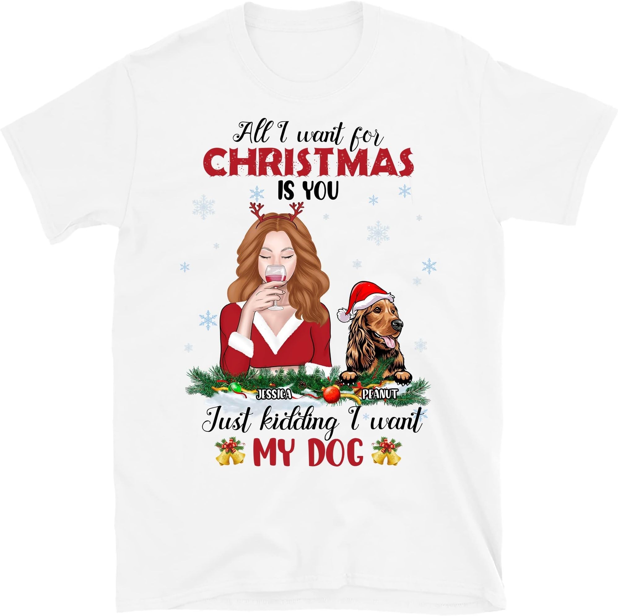 All I Want for Christmas is Dogs Beautiful Woman Personalized Shirt, Shirt for Dog Lovers, Christmas Dog Mom Multicolored