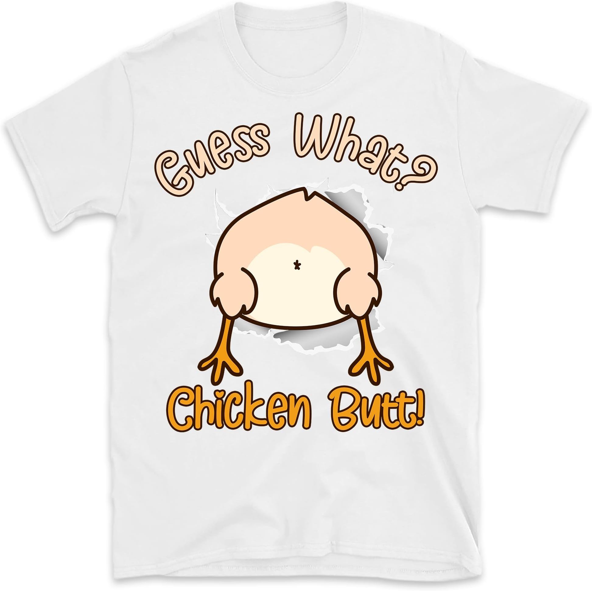 Funny What Chicken Butt! White Design T-Shirts T-Shirt – White/Large