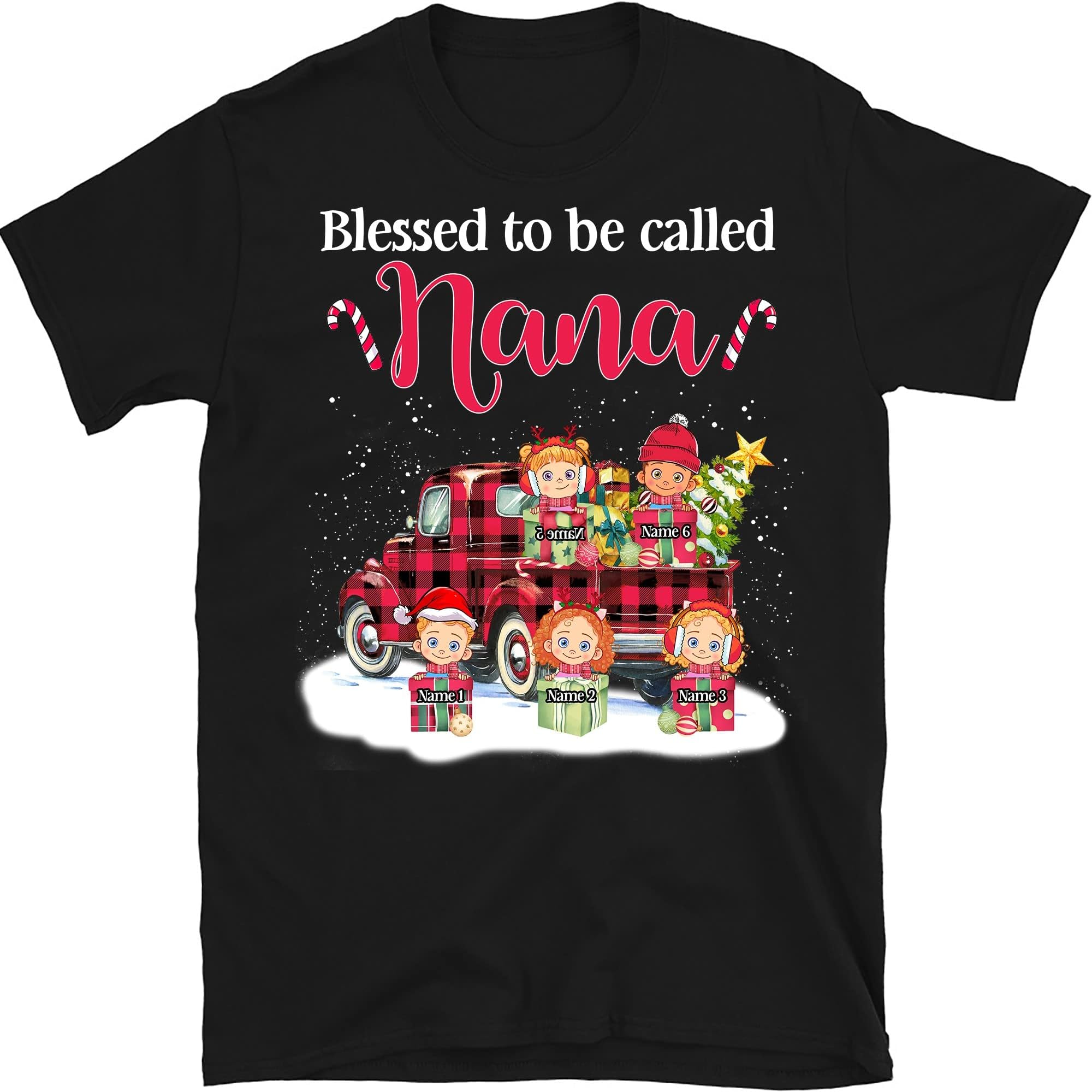 Personalized Grandma Christmas Shirt, Custom Funny Mimi Shirt, Custom Grandma with Kids Name Christmas Nana Shirt, for Grandma, Mom, Dad, Grandpa, Blessed to Be Called Nana Multicolored
