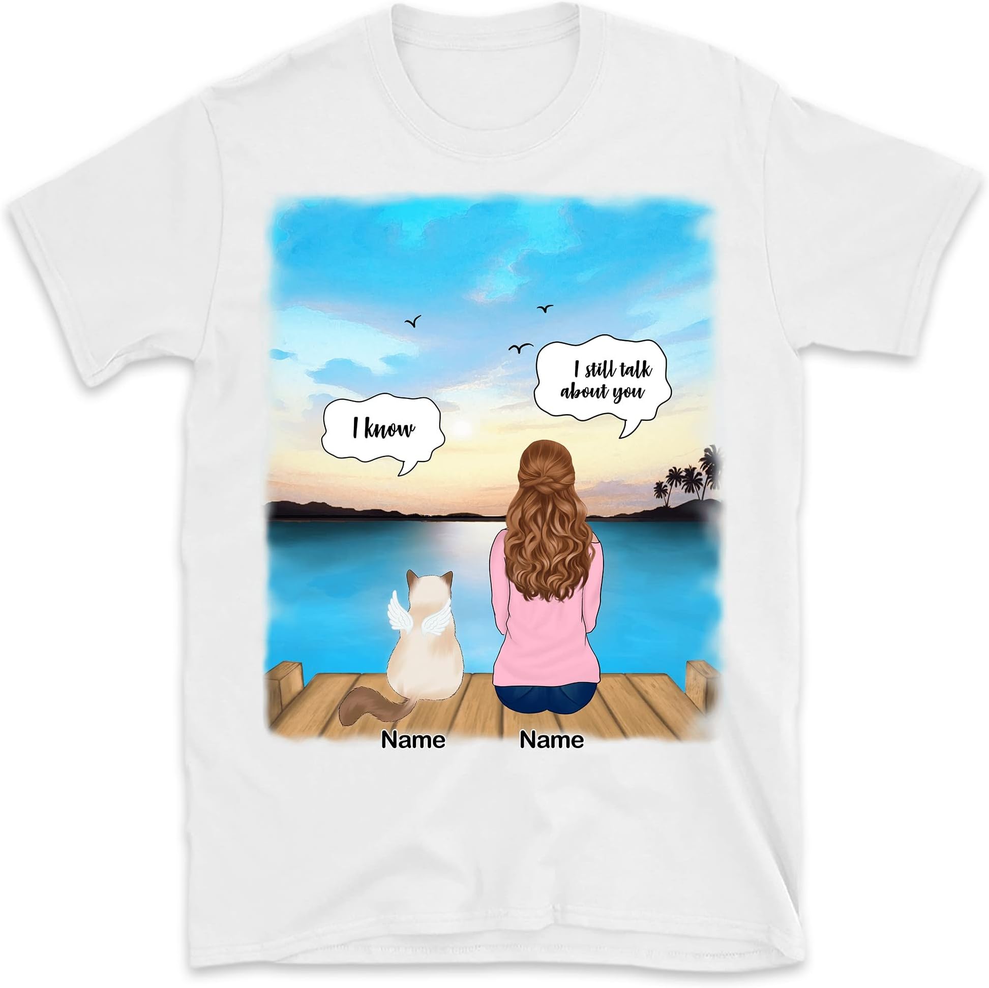 I Still Talk About You I Love You, Personalized Gift for Cat Mom, Just a Girl Who Loves Cats, Custom Shirt for Cat Lovers, Memorial Gifts Multicolored