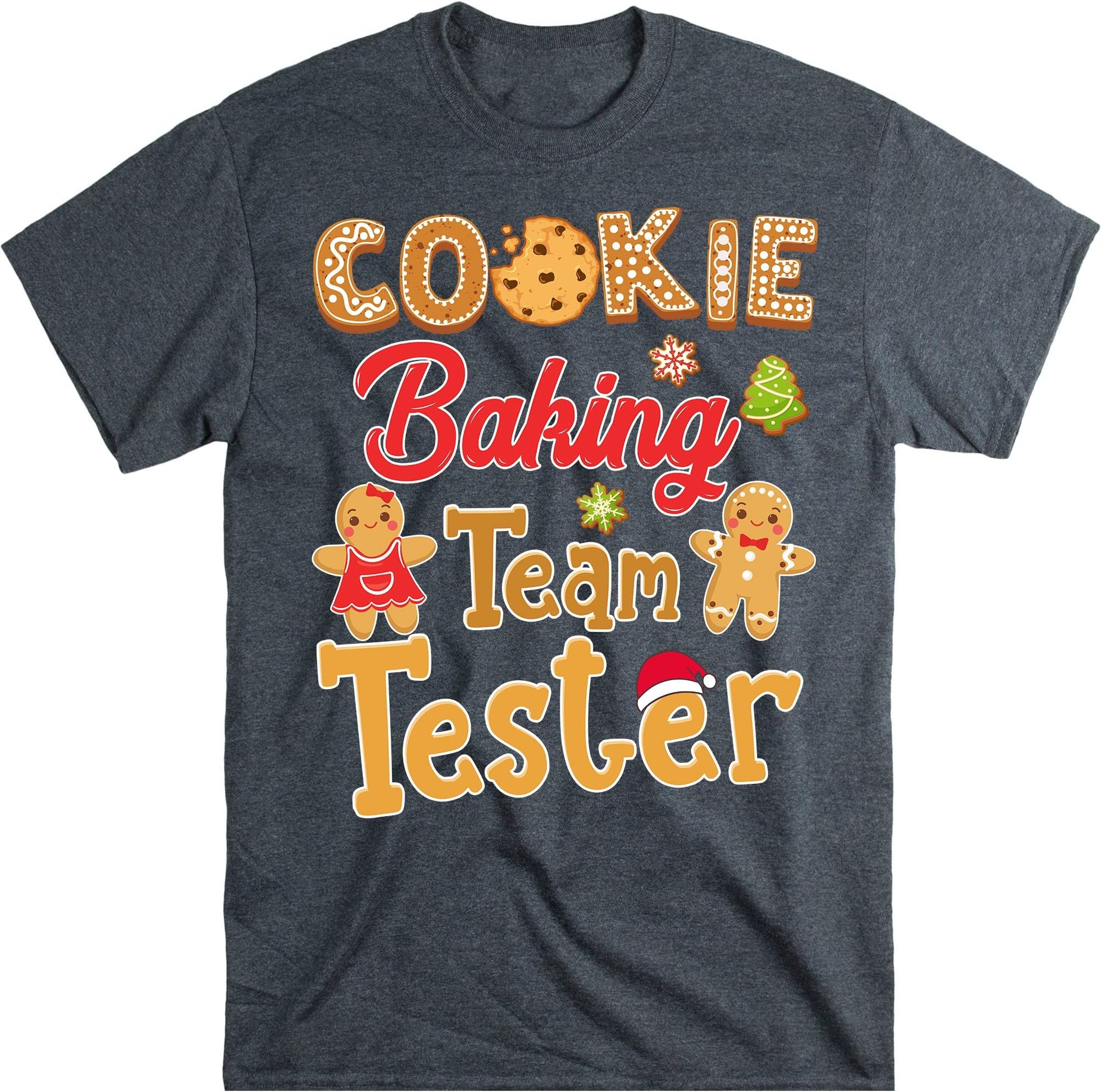 Cookie Baking Team Tester Gingerbread Christmas T-Shirt – Dark Heather/Small