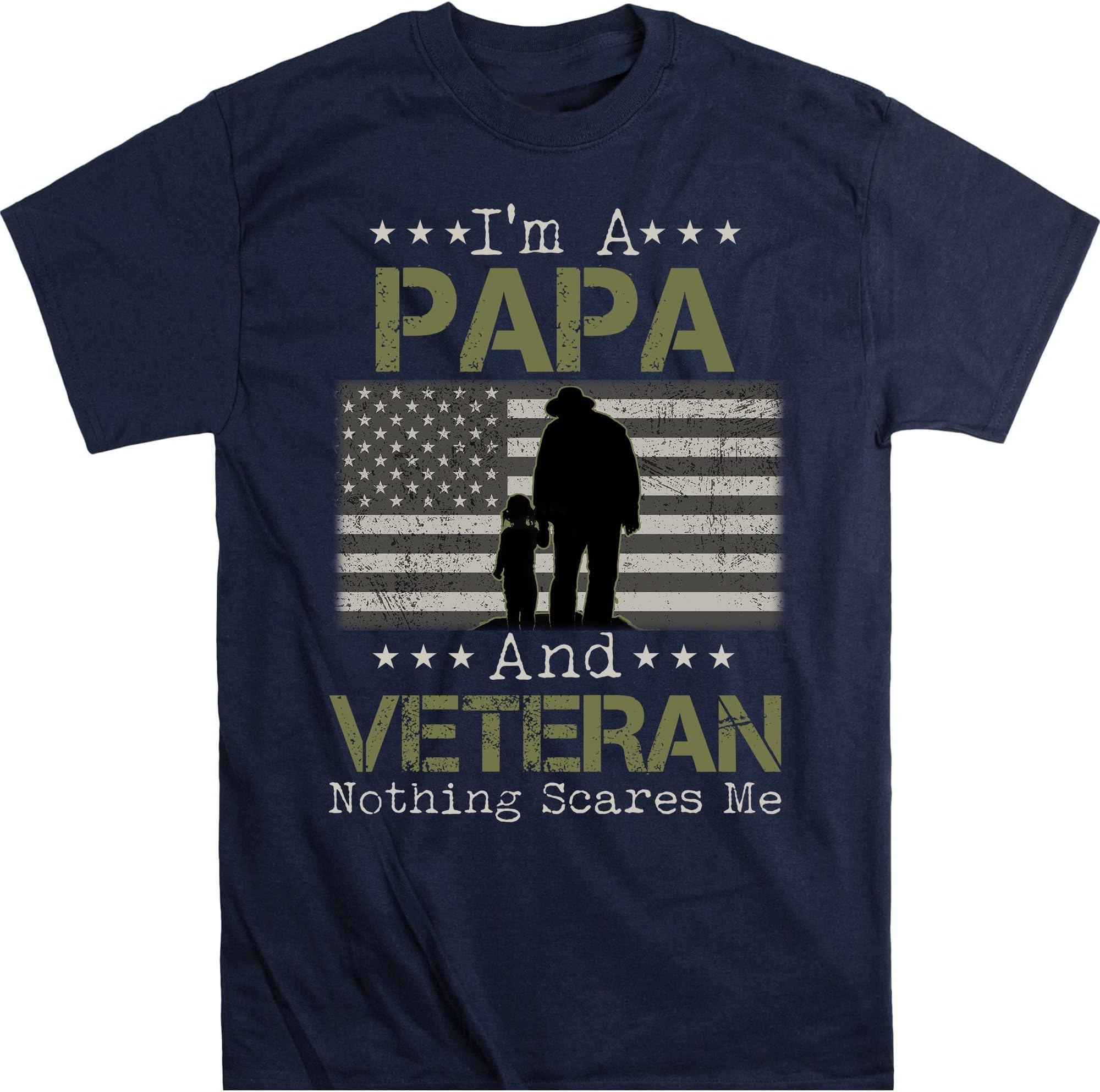 I'm a Dad Grandpa T-Shirt Veteran Father's Day Shirts T-Shirt, Gift for Veteran Dad Grandfather, Funny Veteran Tee – Navy/Medium
