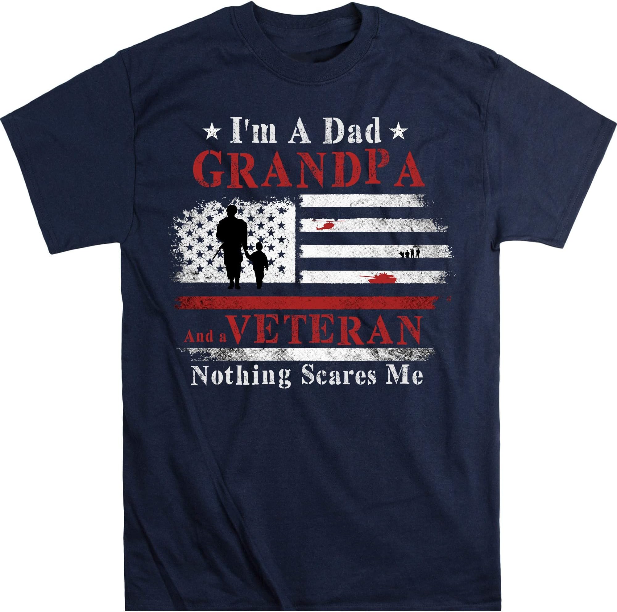 I'm a Dad Grandpa T-Shirt Veteran Father's Day Shirts T-Shirt, Gift for Veteran Dad Grandfather, Veteran Month Shirt – Navy/Small