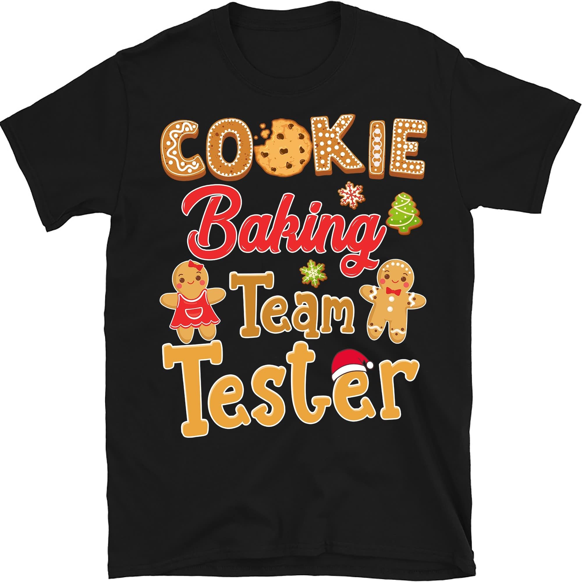 Cookie Baking Team Tester Gingerbread Christmas T-Shirt – Black/Large
