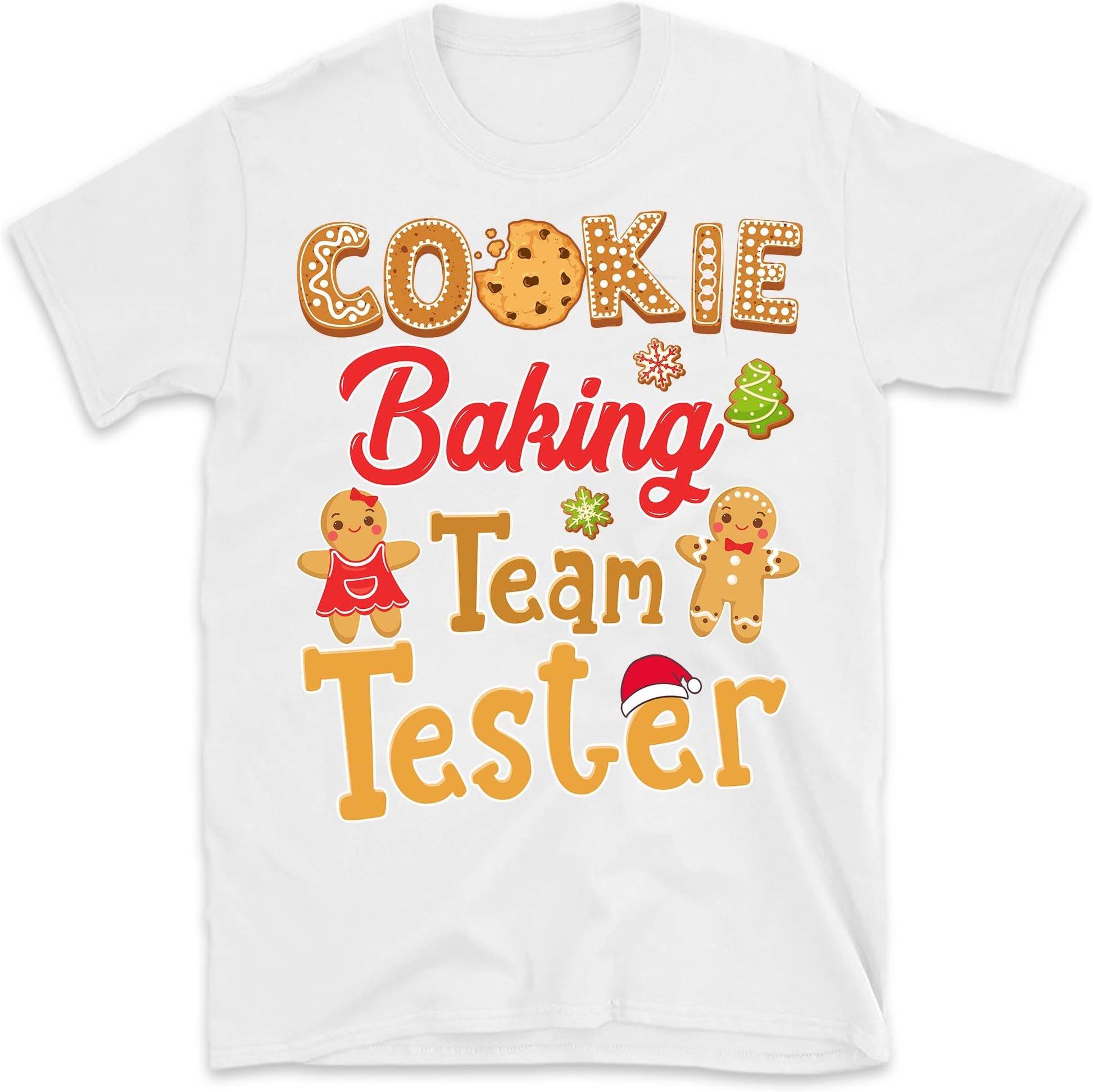 Cookie Baking Team Tester Gingerbread Christmas T-Shirt – White/Medium