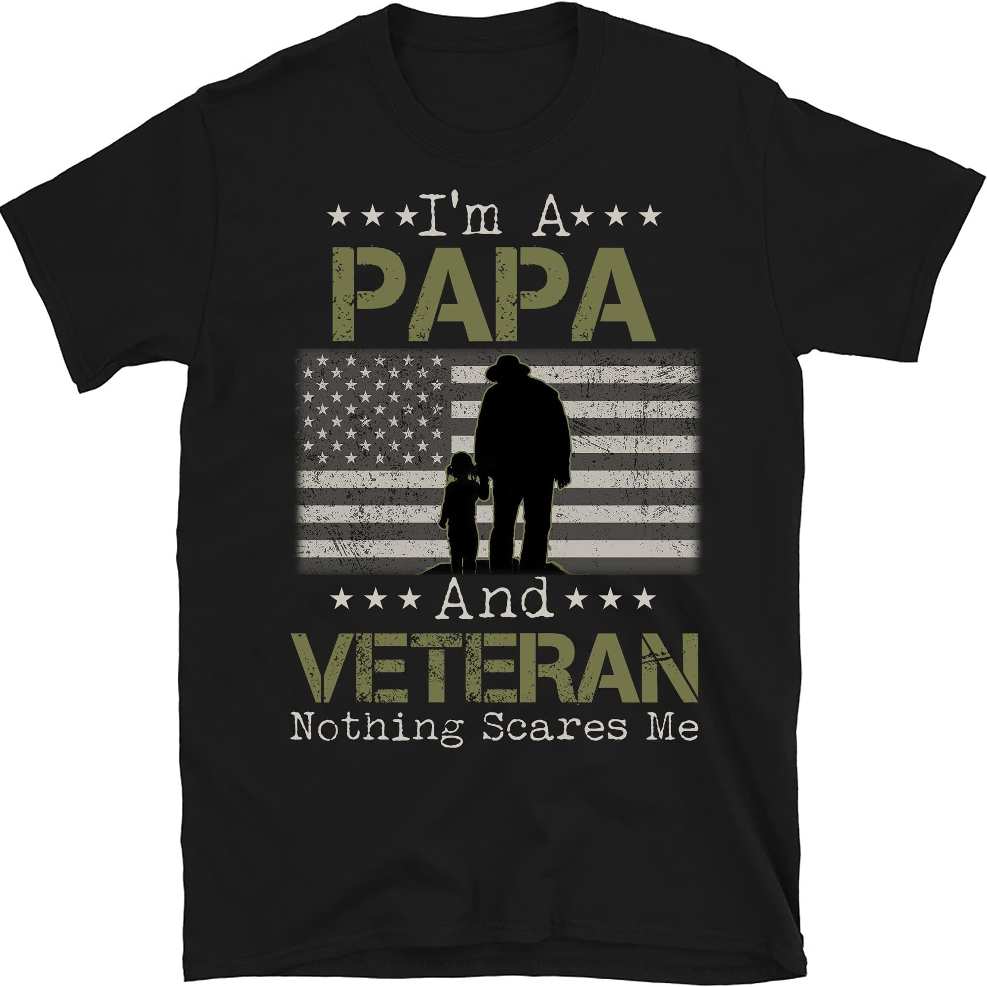 I'm a Dad Grandpa T-Shirt Veteran Father's Day Shirts T-Shirt, Gift for Veteran Dad Grandfather, Funny Veteran Tee – Black/Large