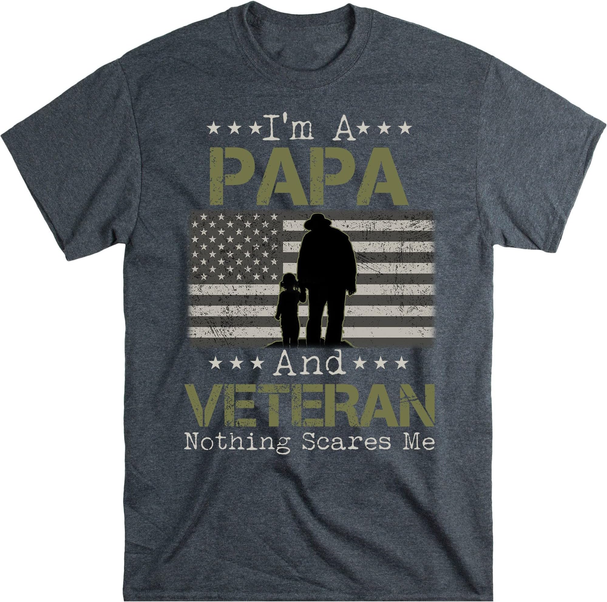 I'm a Dad Grandpa T-Shirt Veteran Father's Day Shirts T-Shirt, Gift for Veteran Dad Grandfather, Funny Veteran Tee – Dark Heather/Large