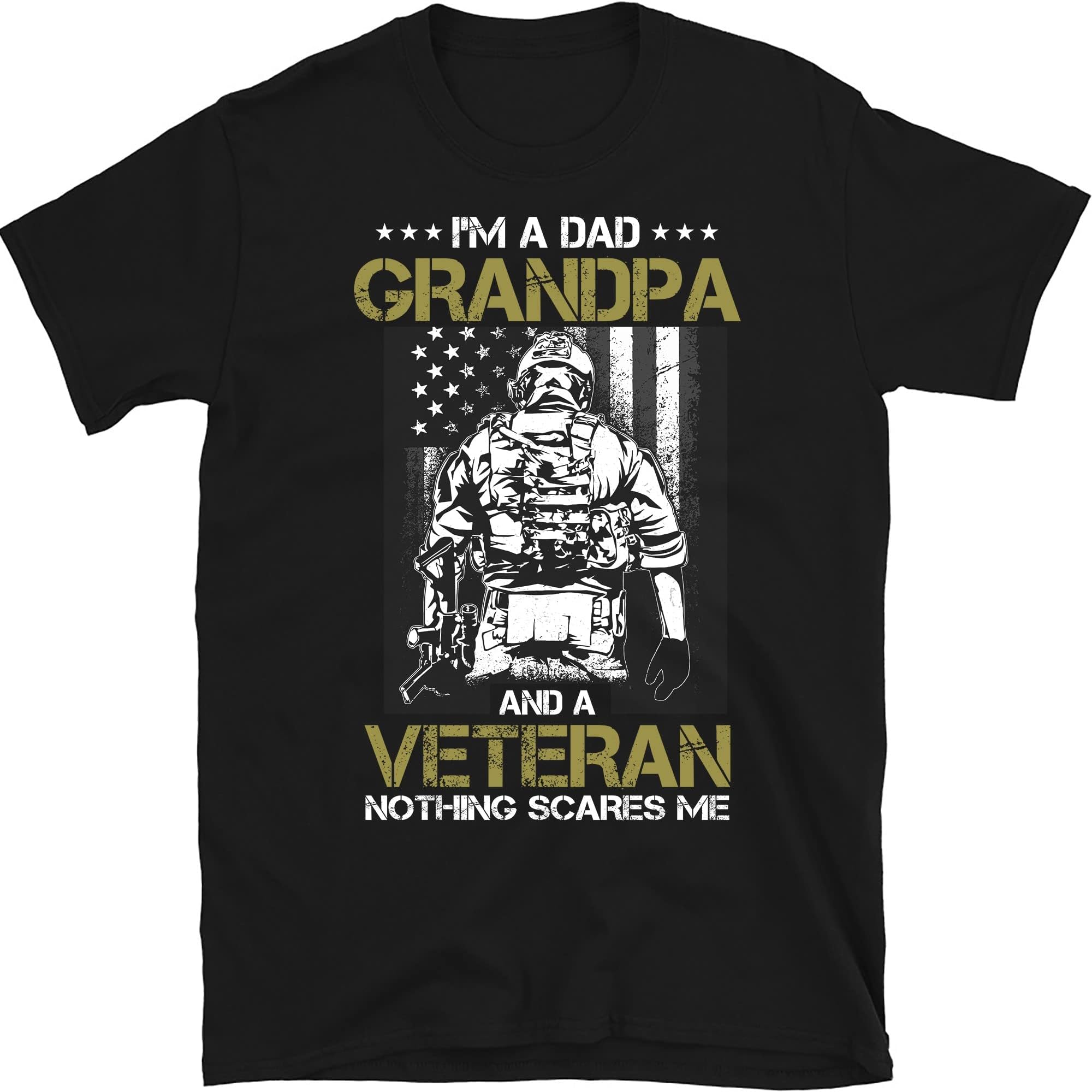 I'm a Dad Grandpa T-Shirt Veteran Father's Day Shirts T-Shirt, Gift for Veteran Dad Grandfather – Black/X-Large