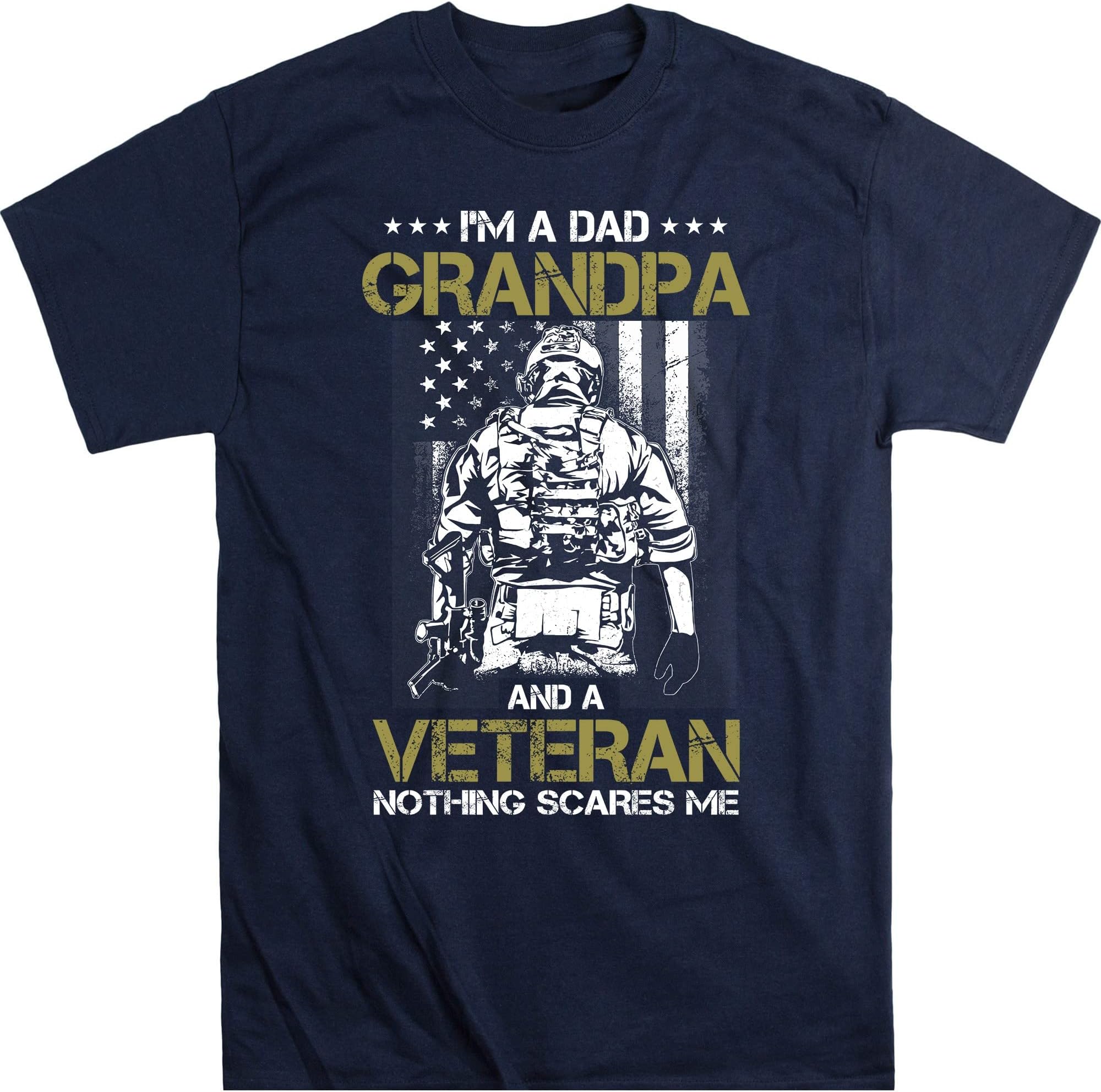 I'm a Dad Grandpa T-Shirt Veteran Father's Day Shirts T-Shirt, Gift for Veteran Dad Grandfather – Navy/Large