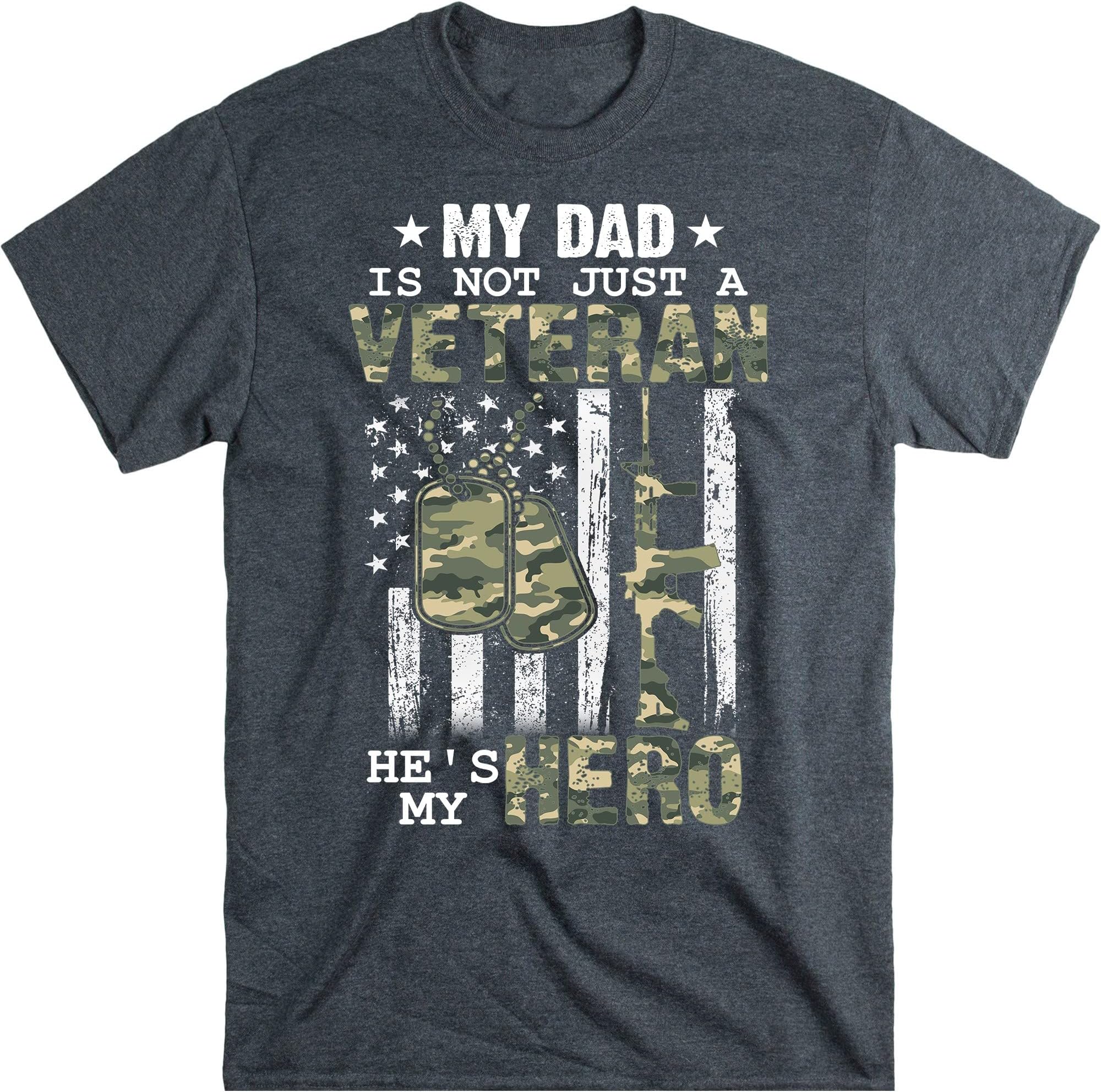 Military Family Veteran Support My Dad Us Veteran My Hero T-Shirt, Gift for Veteran Dad Grandpa – Dark Heather/XX-Large