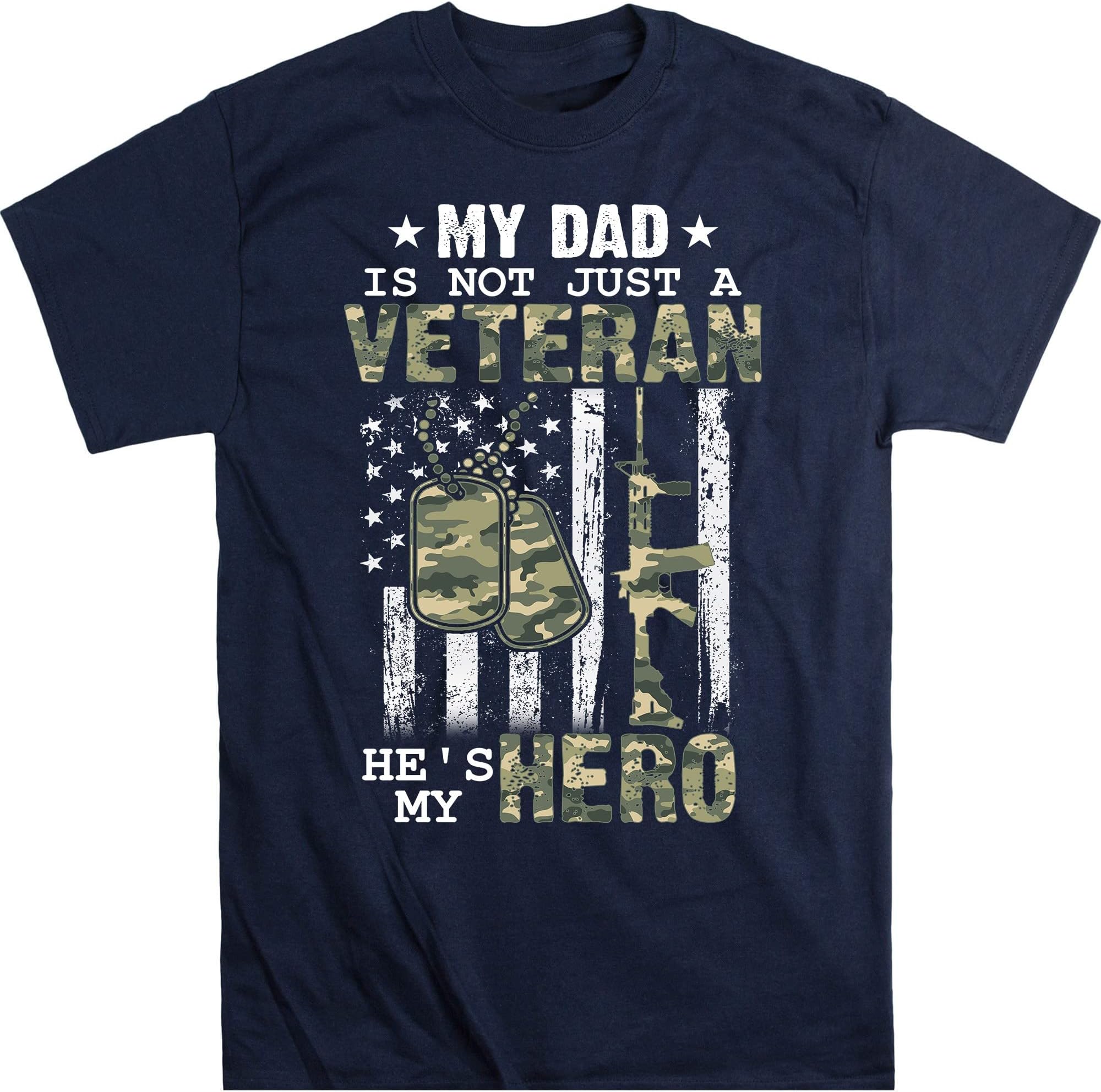 Military Family Veteran Support My Dad Us Veteran My Hero T-Shirt, Gift for Veteran Dad Grandpa – Navy/X-Large