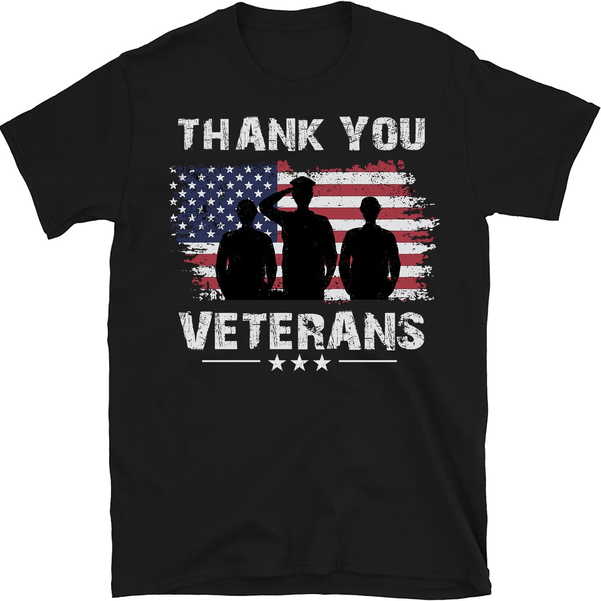Veterans Day Shirt Gifts Thank You Veterans Tshirt Proud T-Shirt, Gift for Veteran – Black/Large