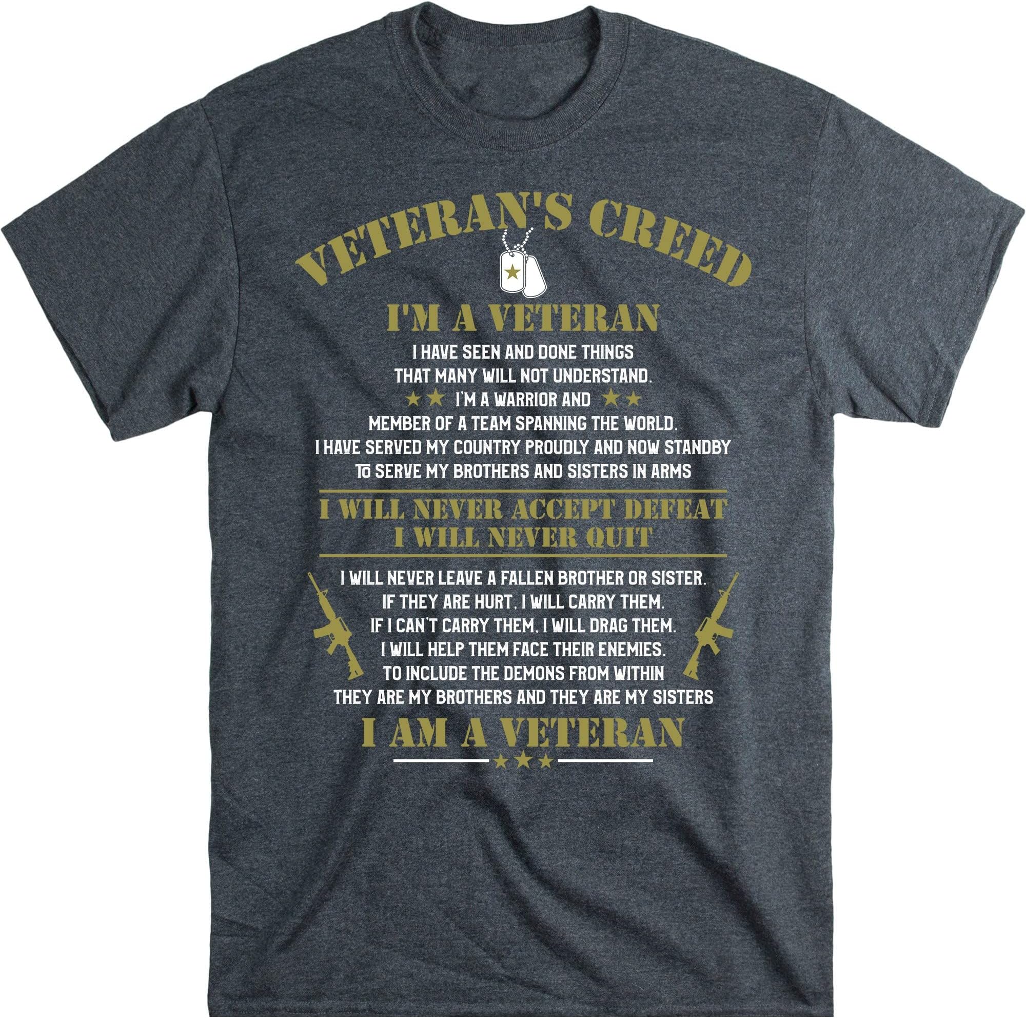 Veteran's Creed I'm a Veteran T-Shirt, Veteran Shirt, Military Soldier Gift, Veteran Day Shirt – Dark Heather/X-Large