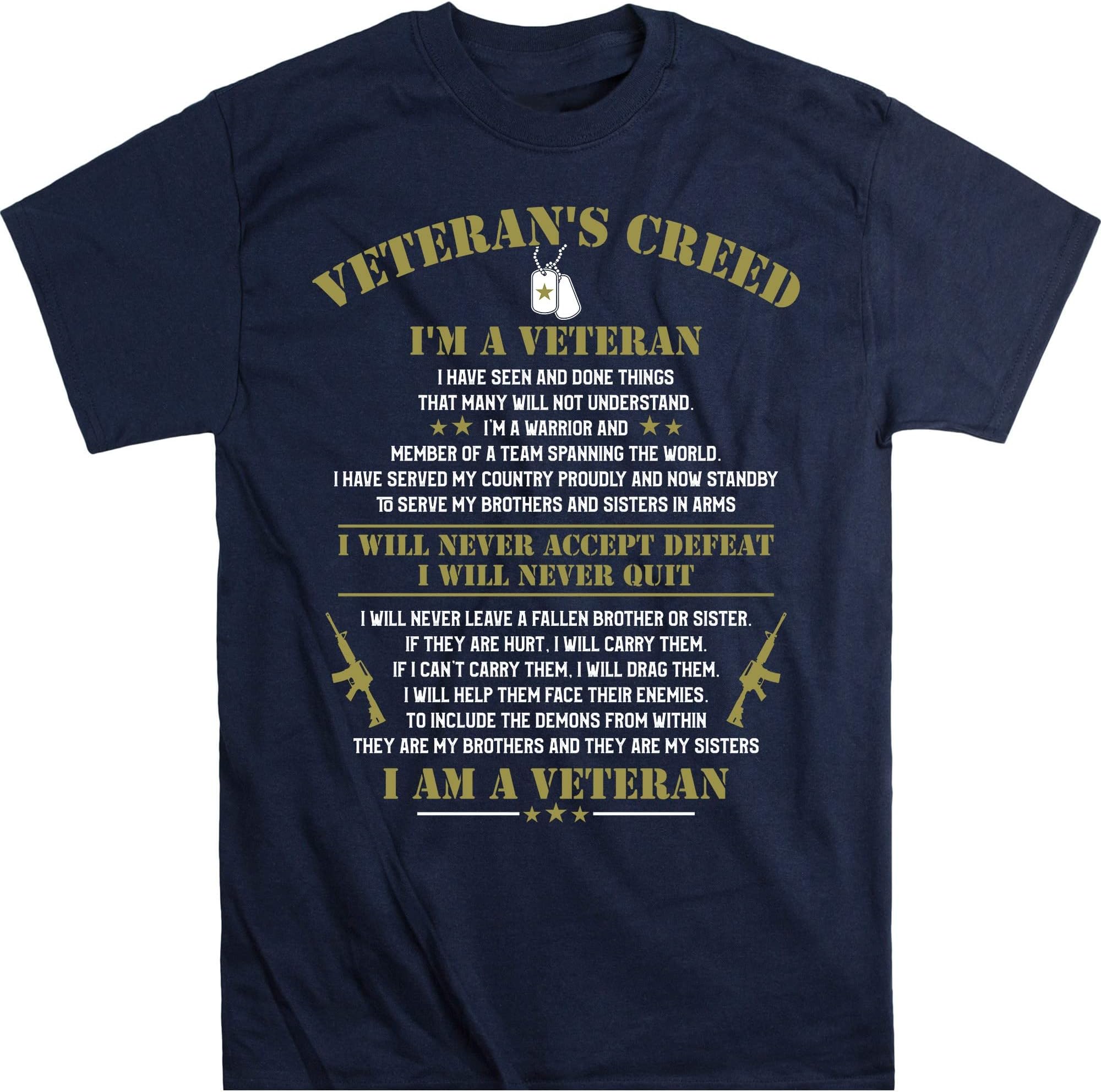 Veteran's Creed I'm a Veteran T-Shirt, Veteran Shirt, Military Soldier Gift, Veteran Day Shirt – Navy/XX-Large
