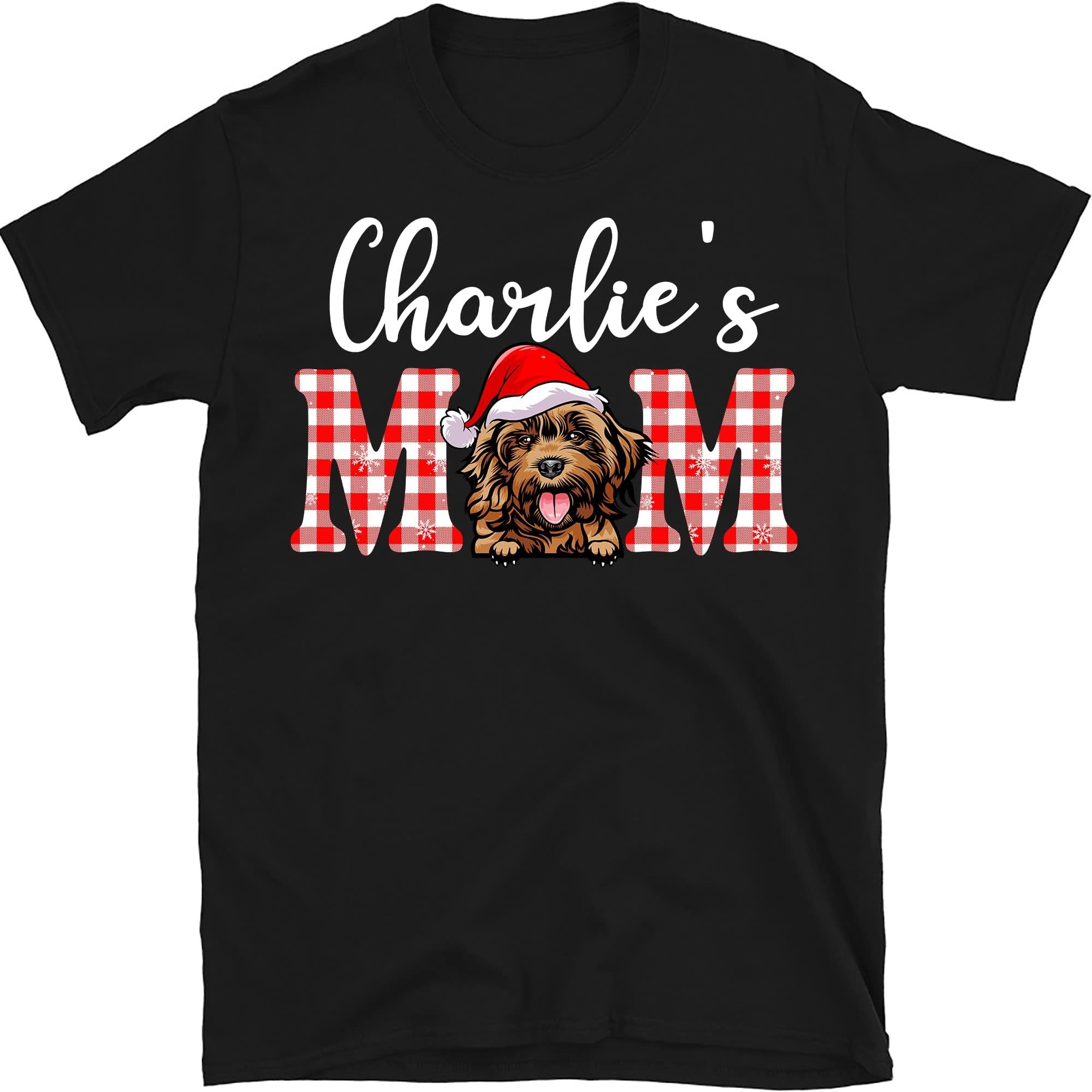 Dog Christmas Personalized Custom Unisex T-Shirt Dog Mom Dog Dad T Shirt, Custom Name Dog Lovers Shirt, Funny Dog Lover Christmas Shirts Multicolored