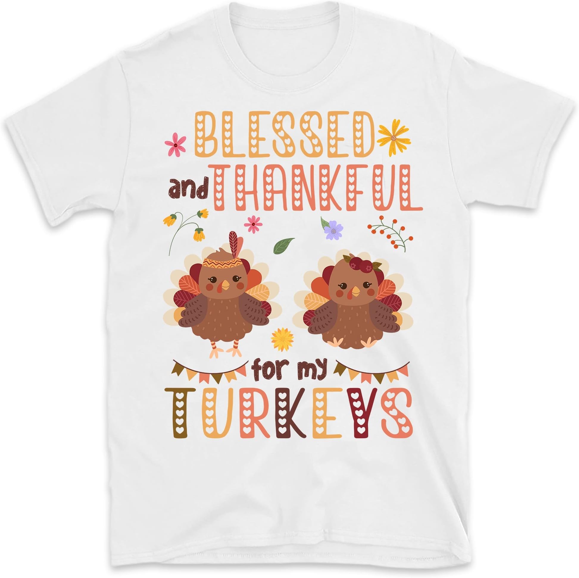 Blessed and Thankful for Myturkeys Teacher Thanksgiving Shirt, Autumn Shirt for Teacher, Teacher Thanksgiving T-Shirt – White/Large