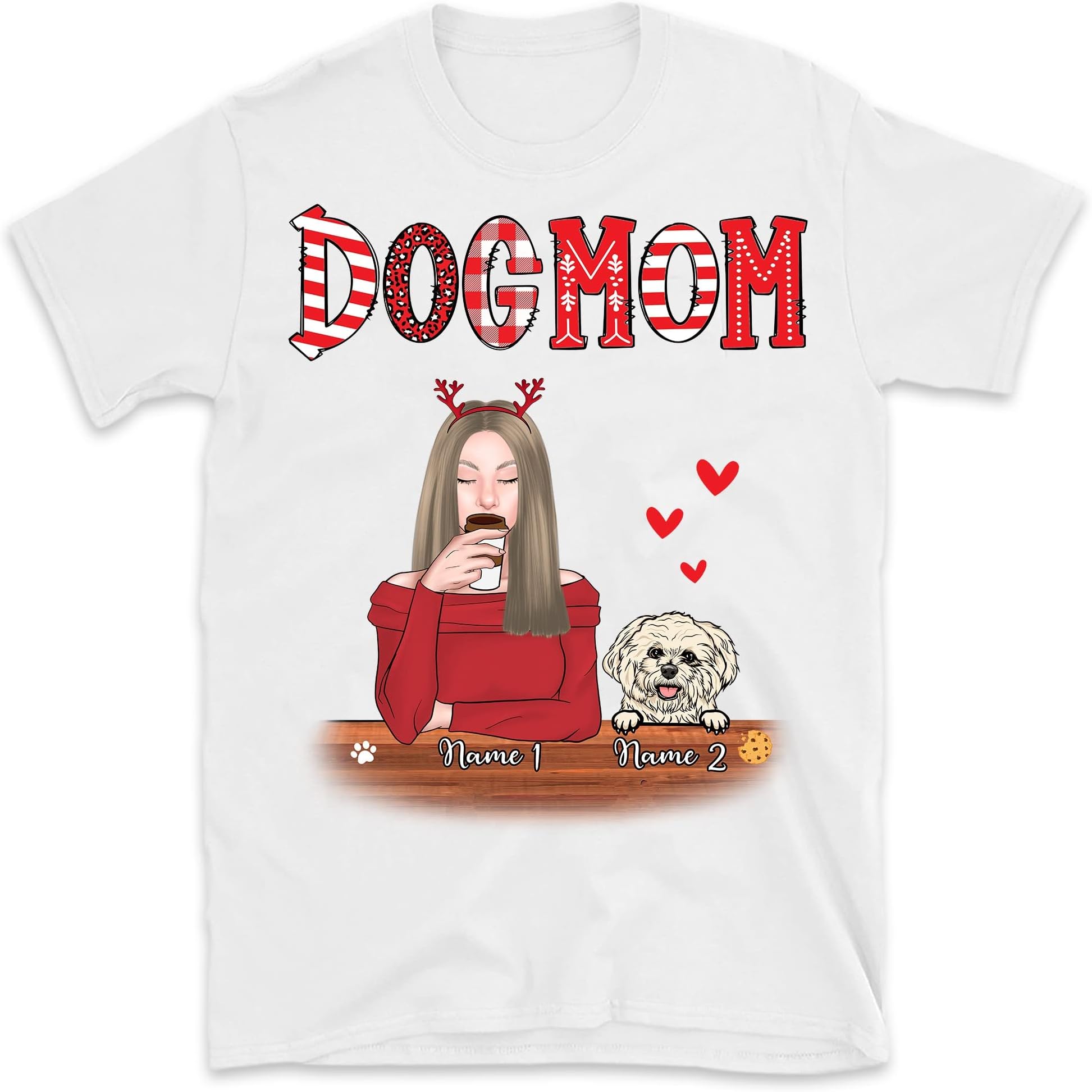 Personalized Christmas Dog Mom T Shirt, Lovers Custom Best Mom, Just a Girl Who Loves Dogs Gift for Girl, Small