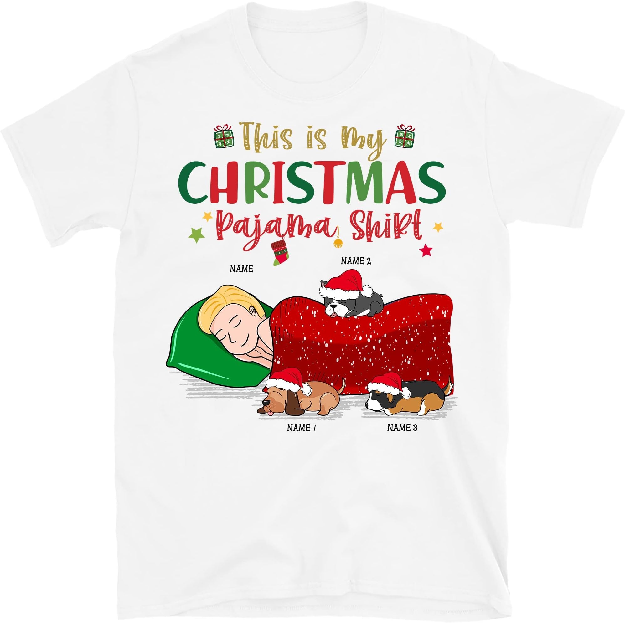 Personalized Christmas Dog Sleepshirt, Just a Girl Who Loves Dog, Custom Funny Dog Lovers Shirt, This is My Christmas Shirt, Funny Christmas Tee Multicolored