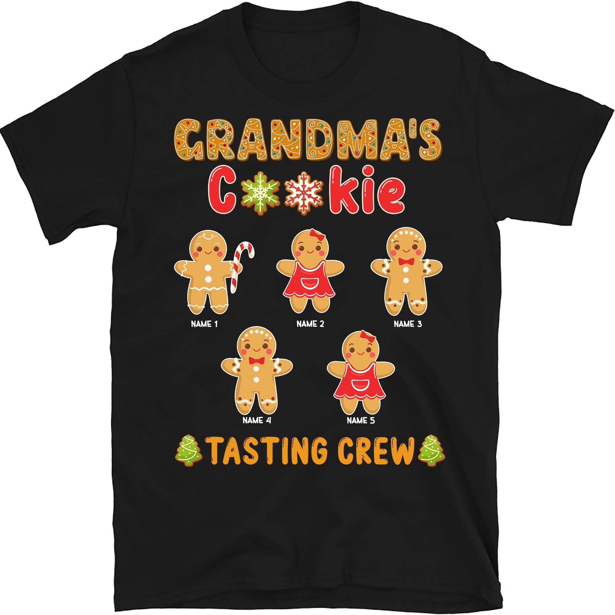 Grandma with Grandkids Name Christmas Personalized T Shirt, Grandma's Cookie Tasting Crew Christmas Cookies Shirt, Custom Grandma Shirt, Christmas Grandma Mom Shirt, for Grandma, Mom, Nana, Mimi