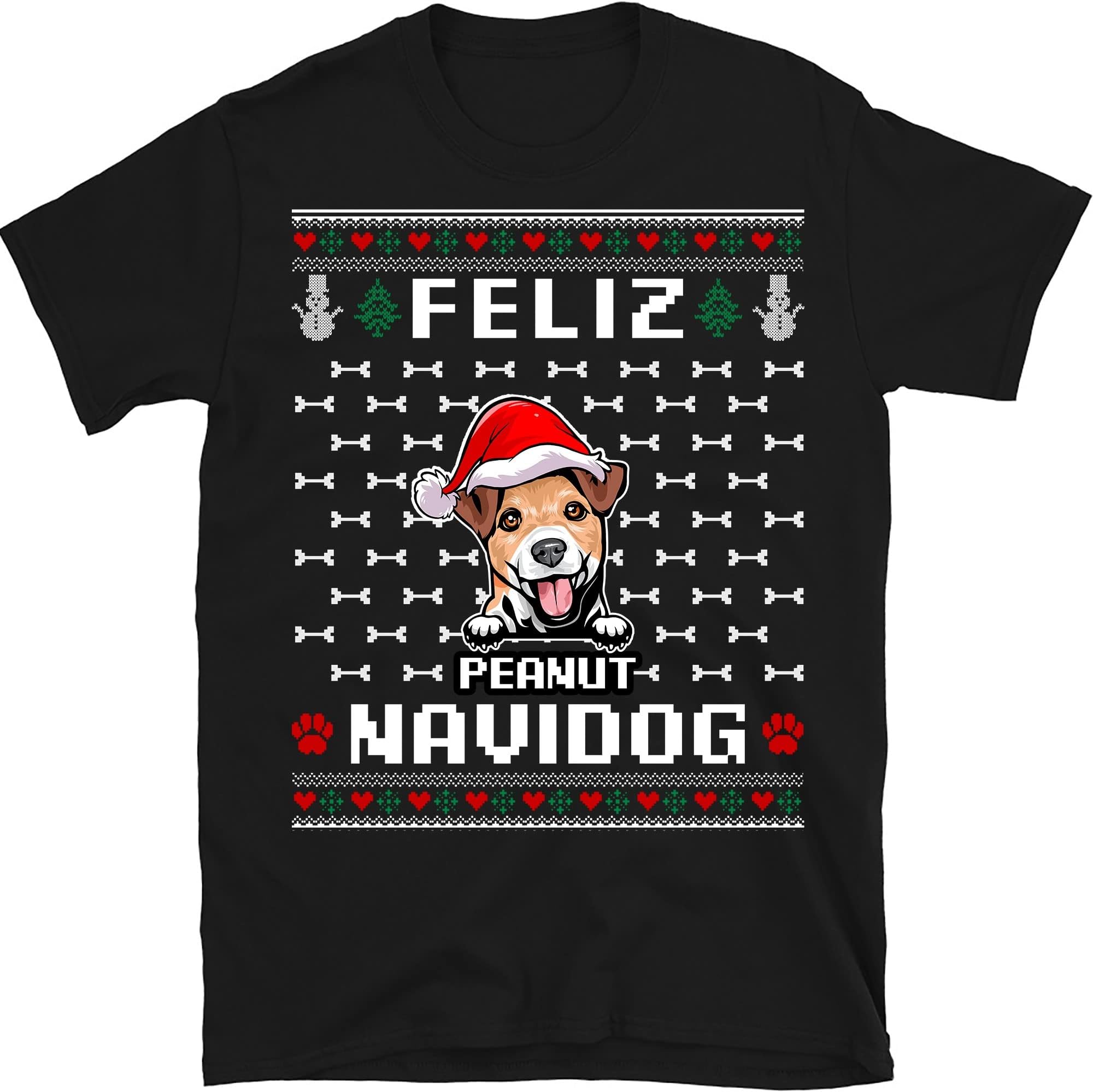 Personalized Christmas Dog Mom T Shirt Merry Christmas, Feliz Navi Dog Custom Dog Tee, Merry Christmas Dog Girl Shirt, Funny Dogs Lover Christmas Shirts