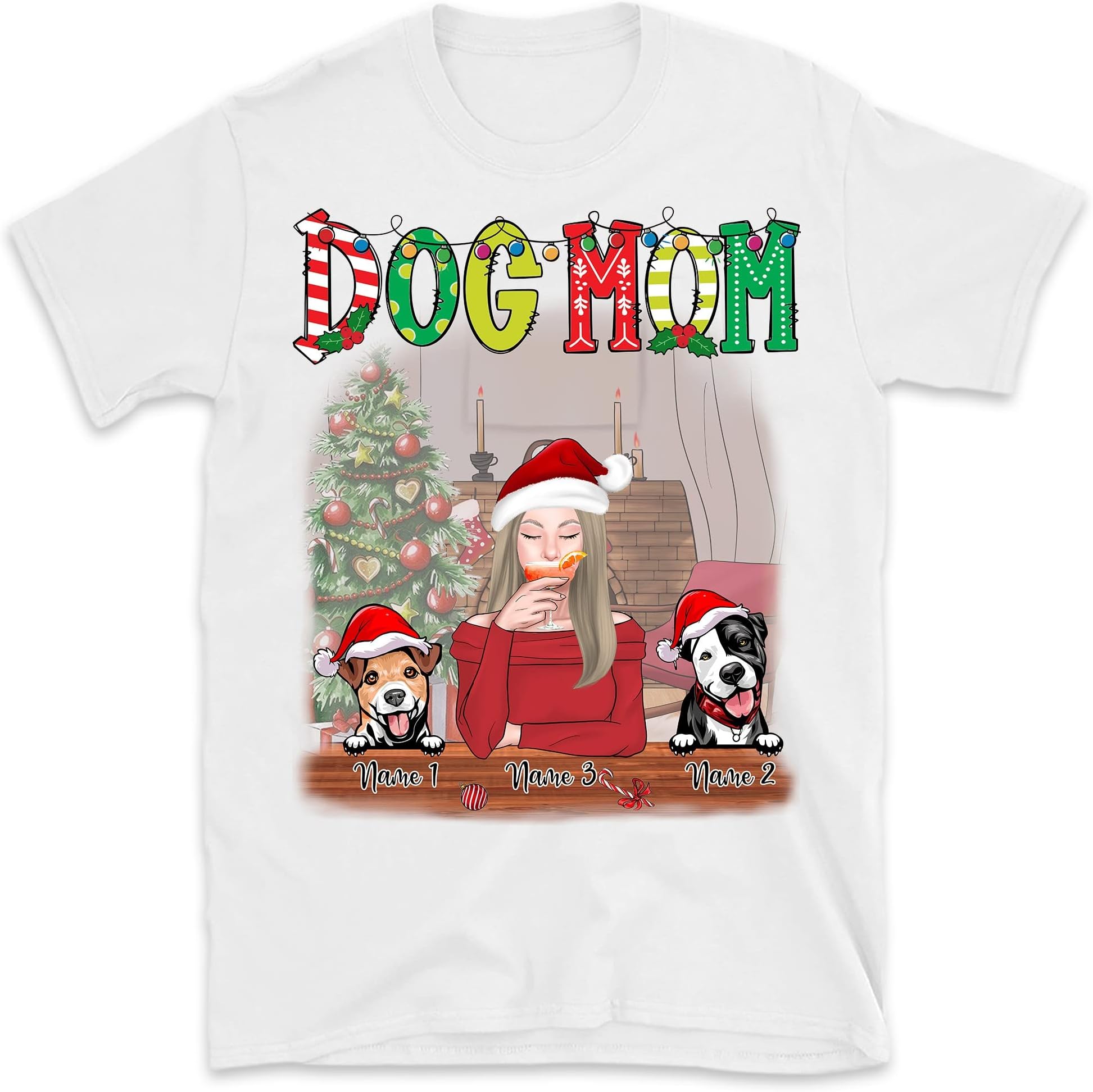 Personalized Christmas Dog Mom T-Shirt Merry Christmas, Dog Lovers Shirt, Merry Christmas Best Dog Mom, Just a Girl Who Loves Dogs Shirt