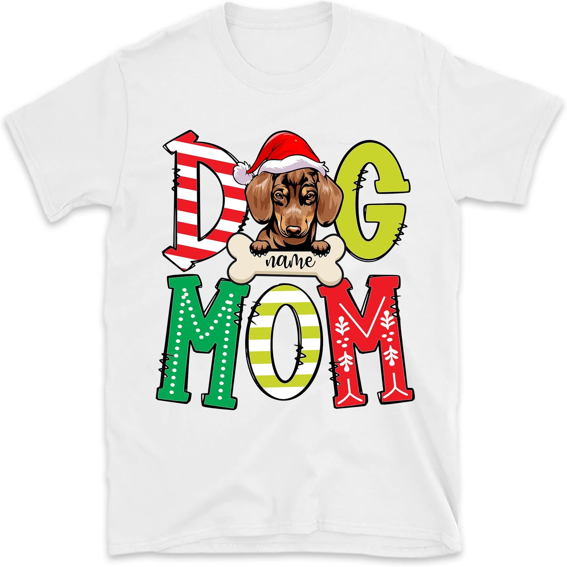 Personalized Christmas Dog Mom Dog Dad T Shirt, Gift for Dog Lovers Men Women Shirts, Custom Dogs Shirt Multicolored